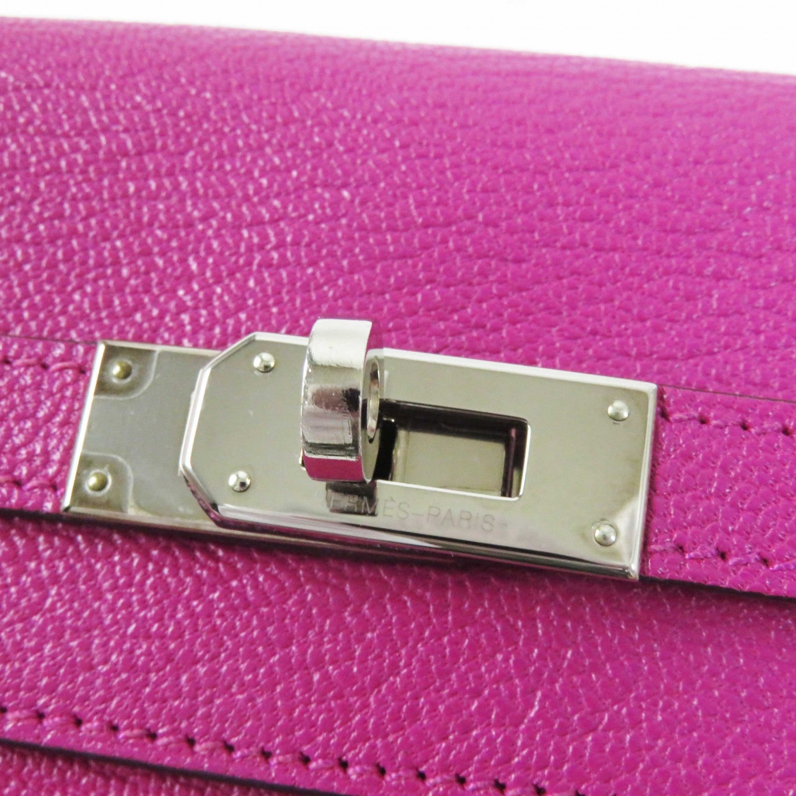 HERMES Kelly Wallet Rose Purple Silver Women