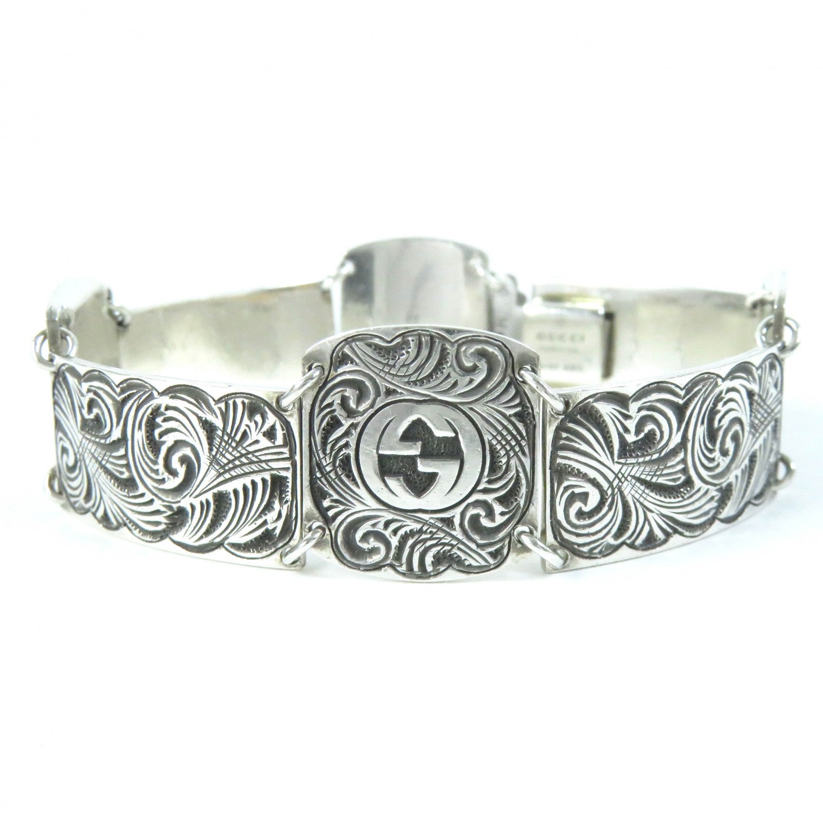 GUCCI Silver Arabesque Interlocking G Bracelet