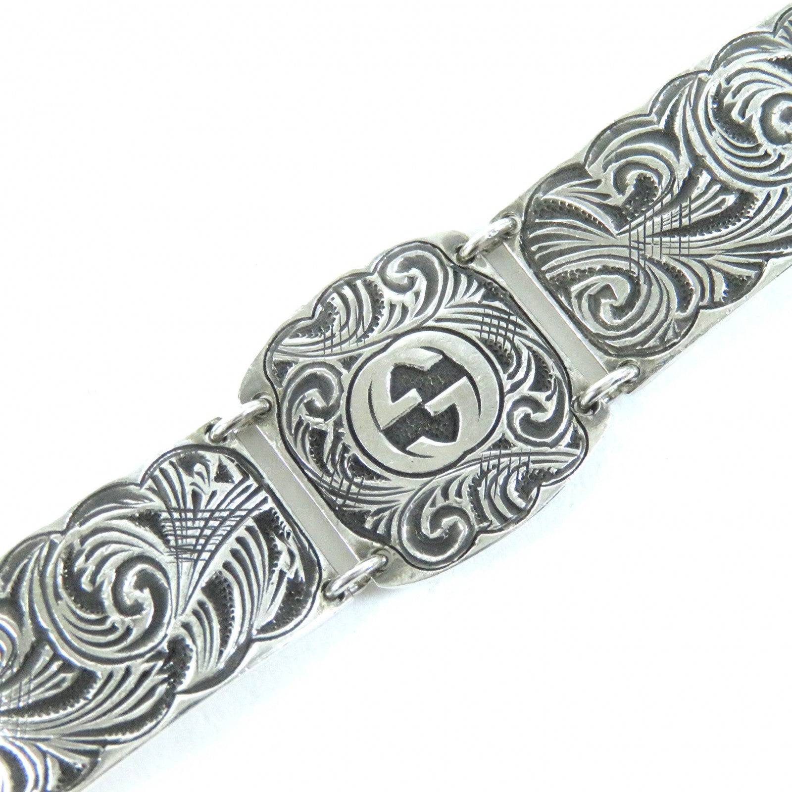 GUCCI Silver Arabesque Interlocking G Bracelet