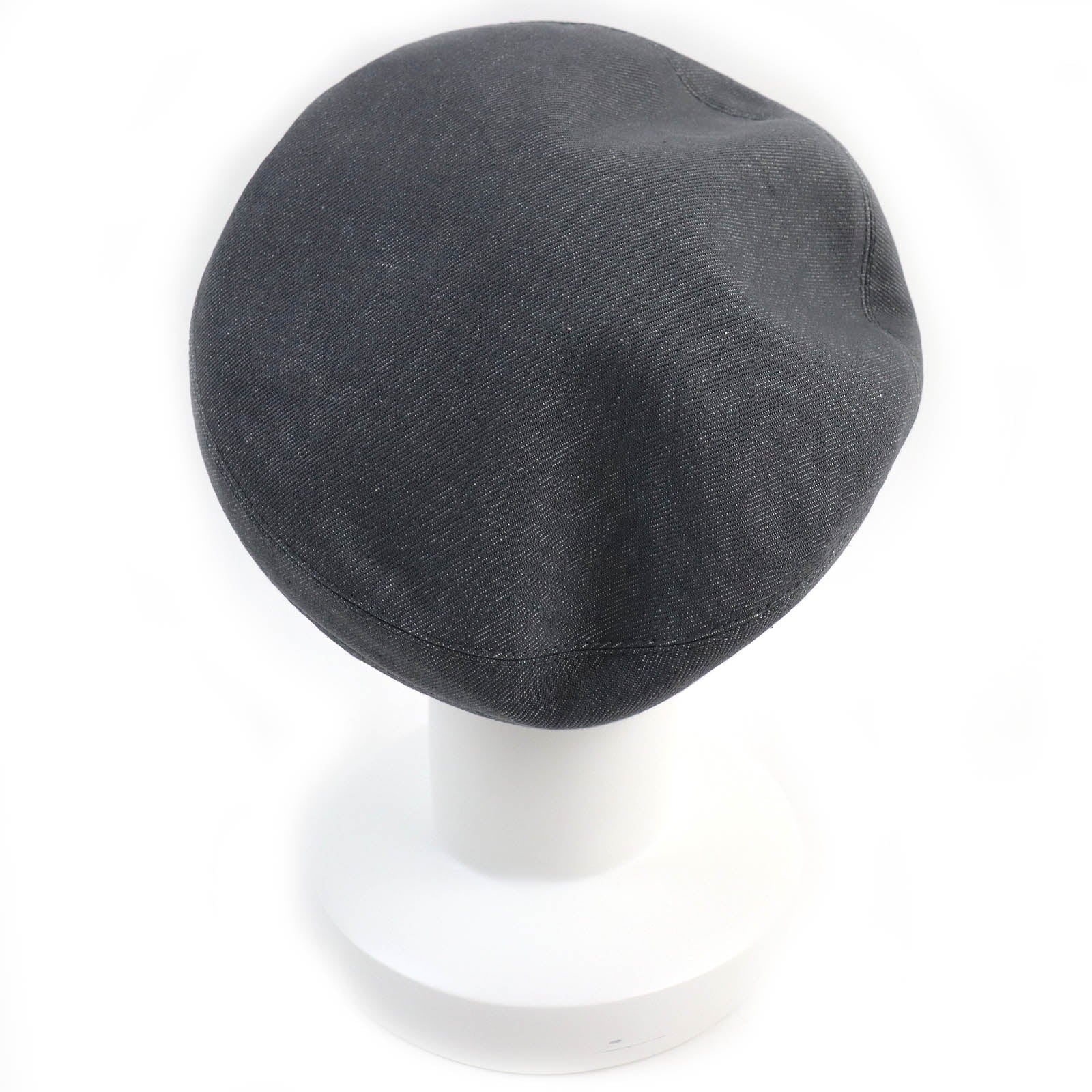 Hermes Cotton Rayon Leather Beret Gray 58