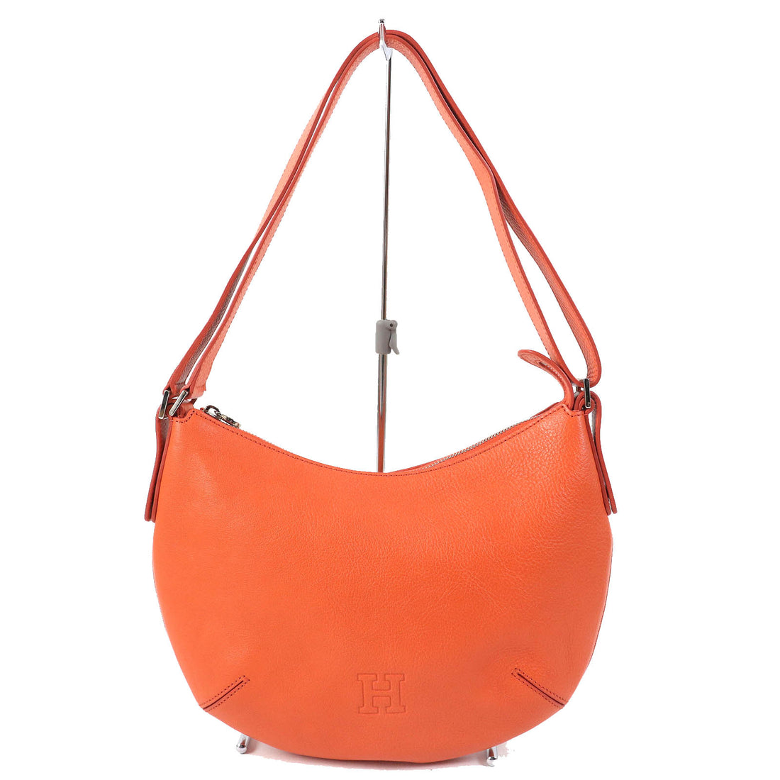 HIROFU H Logo Leather 2WAY Handbag Orange