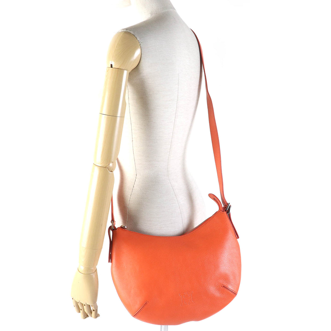 HIROFU H Logo Leather 2WAY Handbag Orange