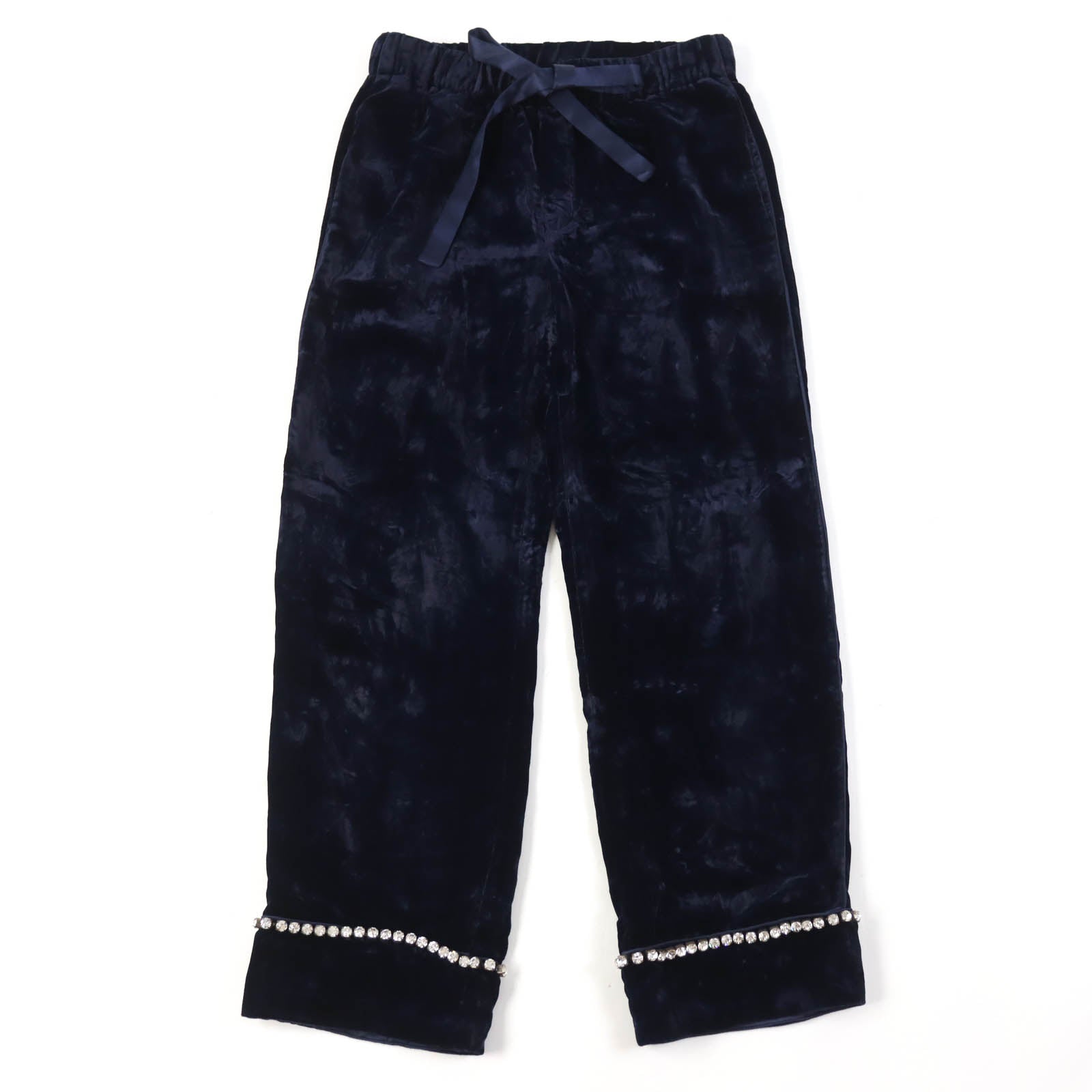 GUCCI Beaded Velvet Pants Navy 36 Women