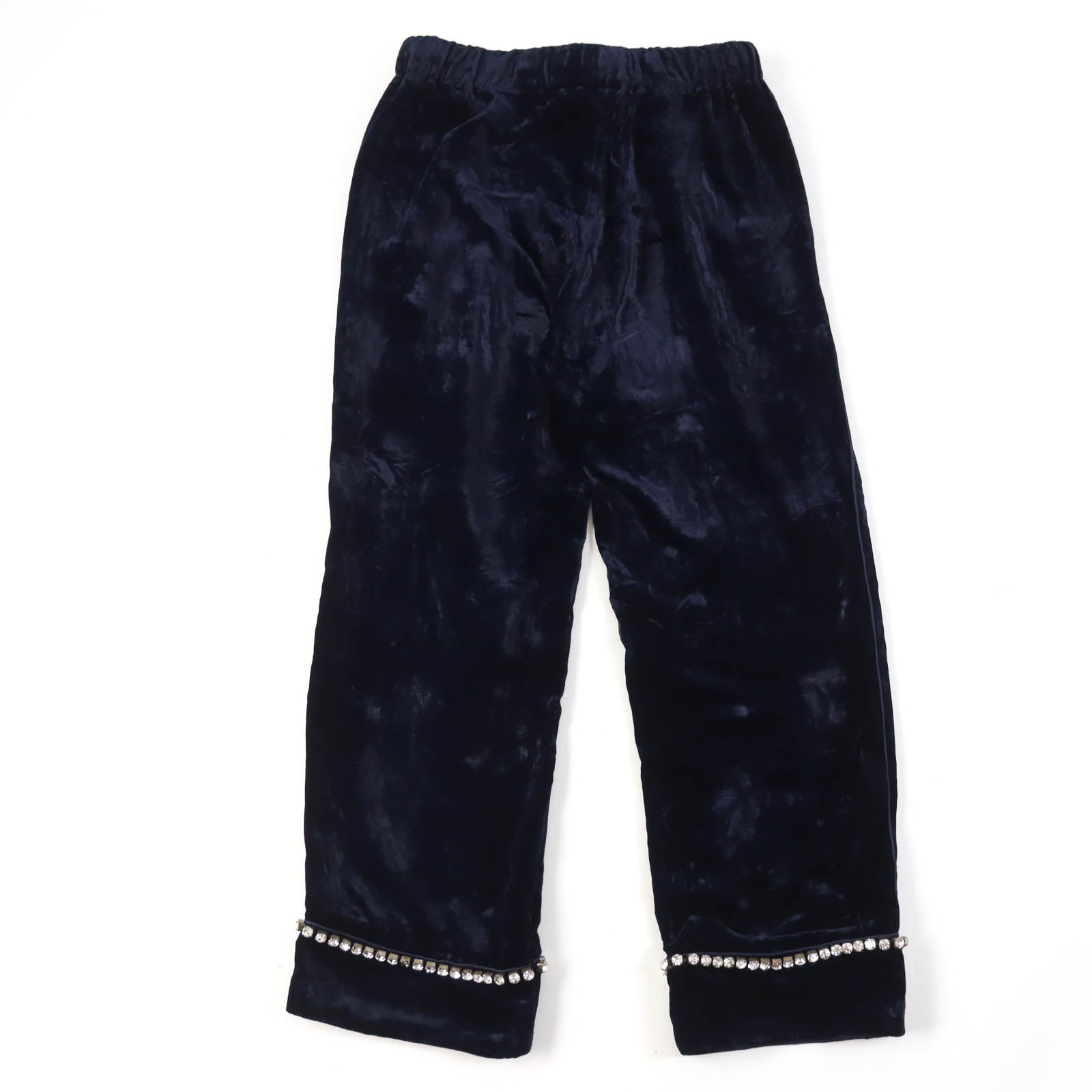 GUCCI Beaded Velvet Pants Navy 36 Women