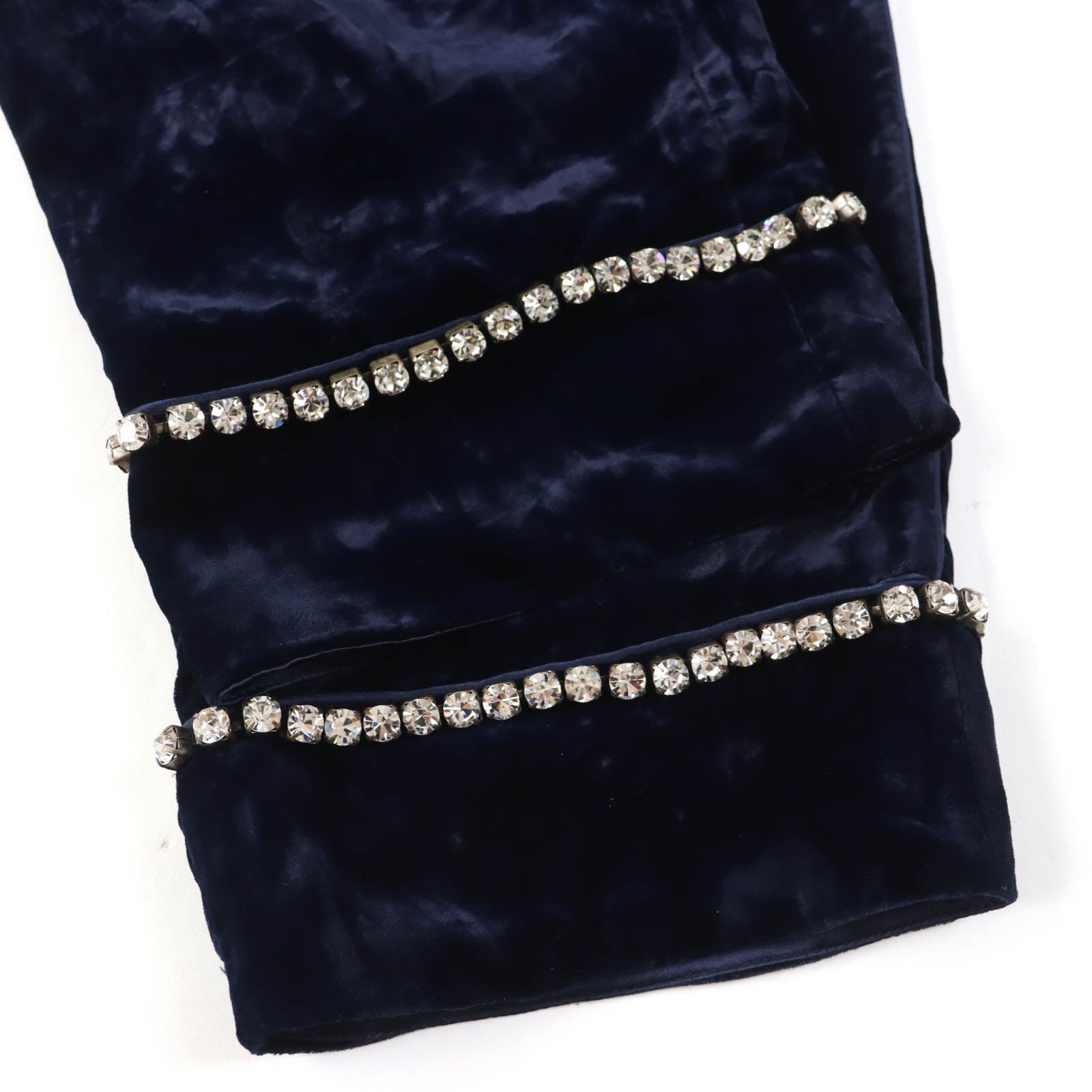 GUCCI Beaded Velvet Pants Navy 36 Women