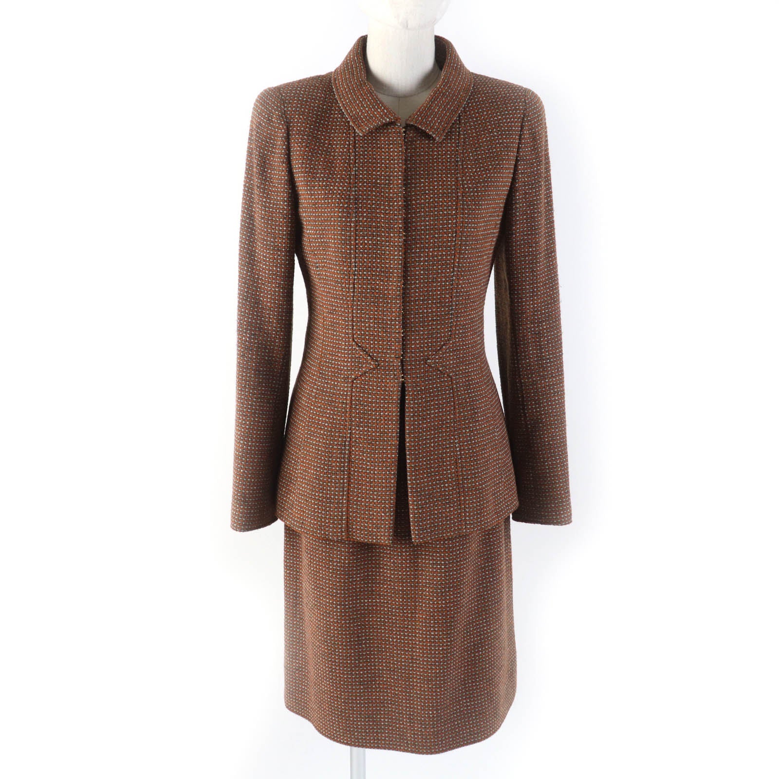 Chanel Vintage Wool Nylon Jacket Skirt Suit