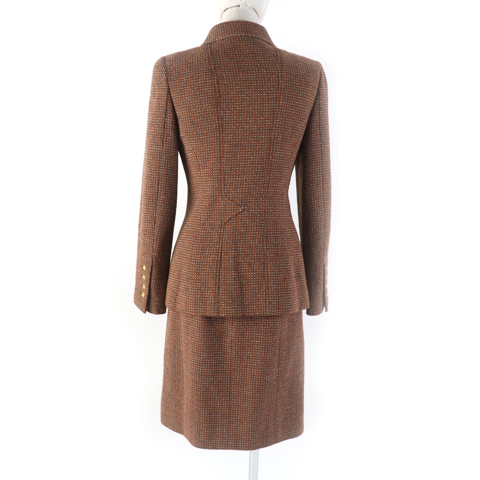 Chanel Vintage Wool Nylon Jacket Skirt Suit