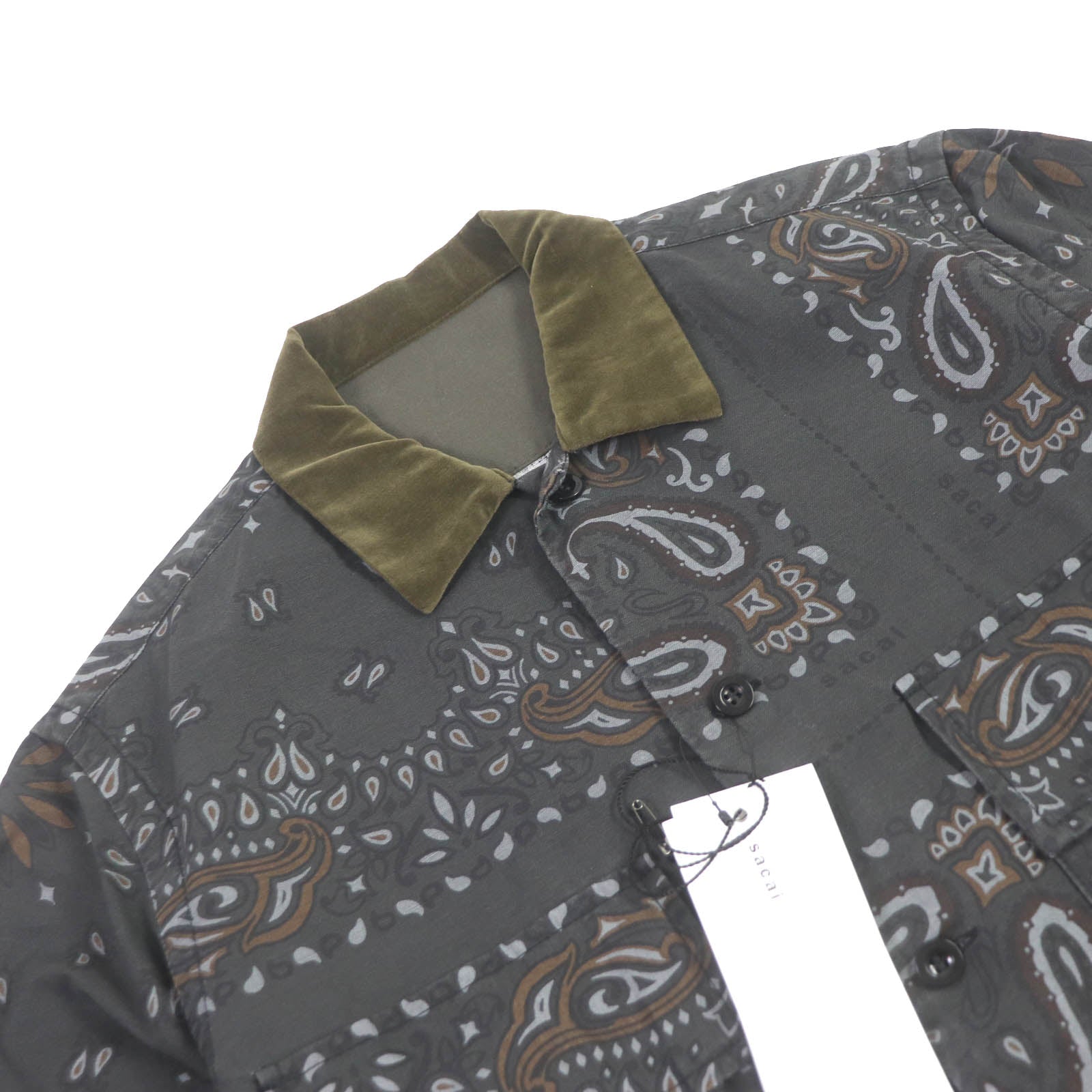 Sacai Cotton Paisley Velvet Collar Shirt