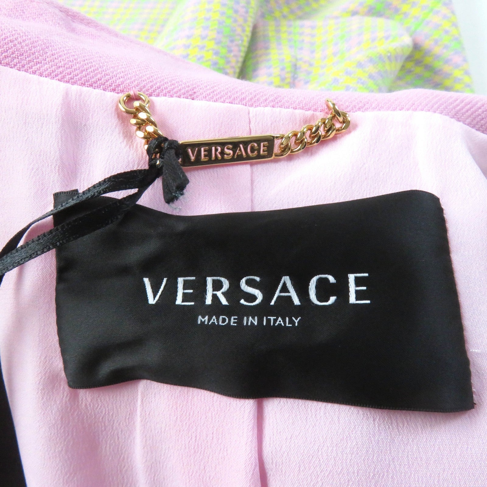 Versace Glen Check Double Breasted Tweed Coat