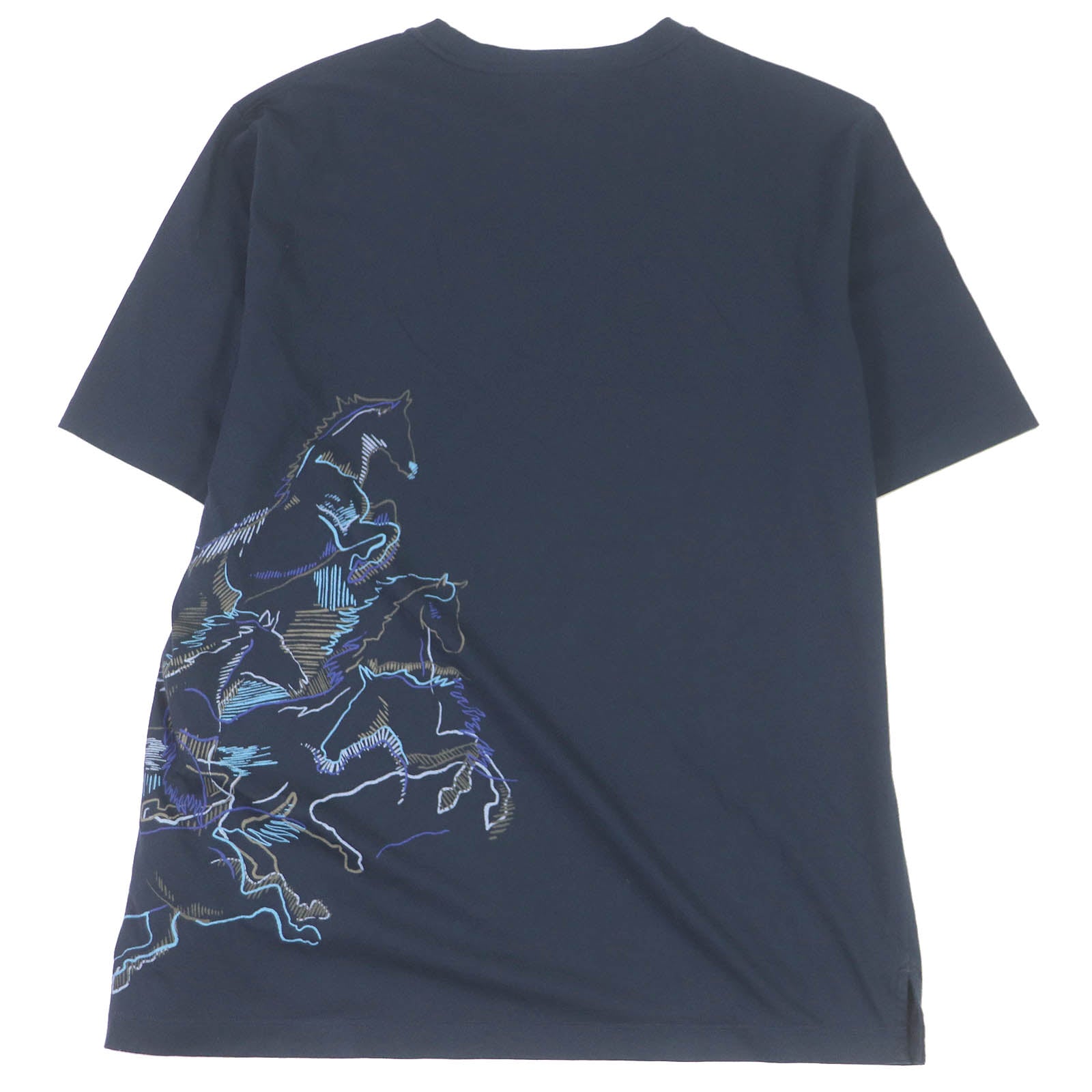 Hermes Cotton Caval Card Print T-shirt Navy S