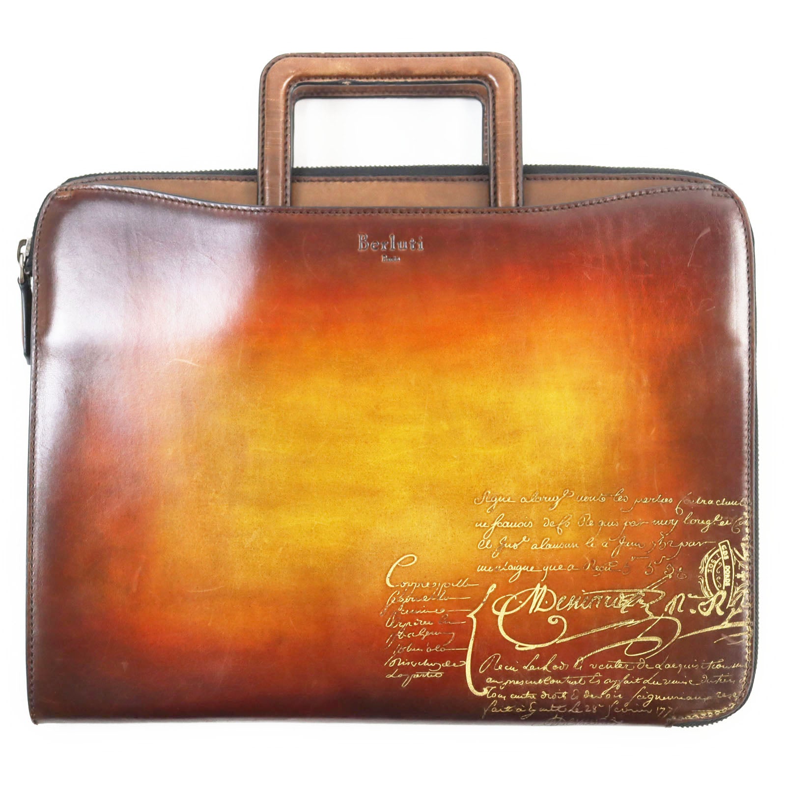 Berluti Liftscritto Calligraphy Leather Briefcase