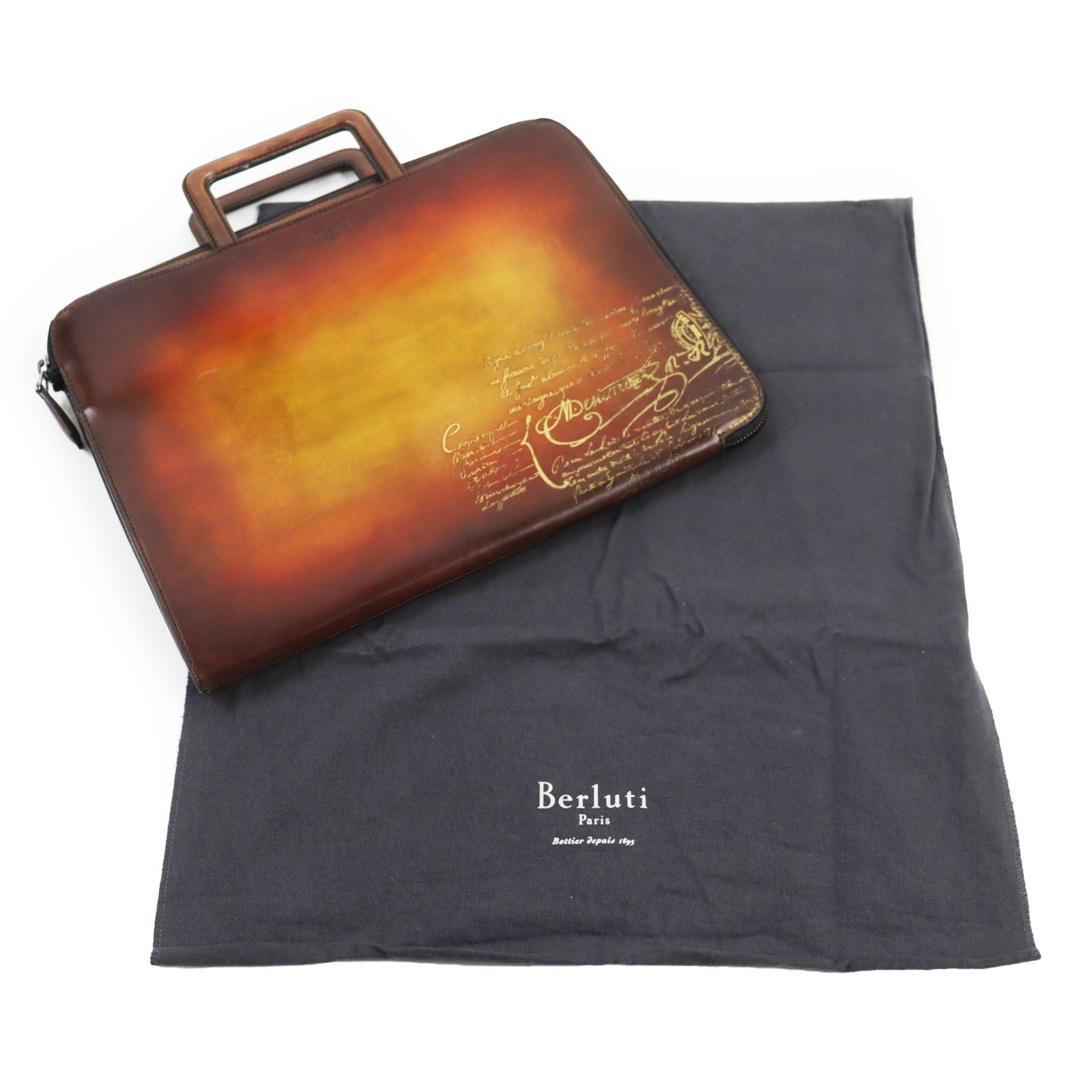 Berluti Liftscritto Calligraphy Leather Briefcase