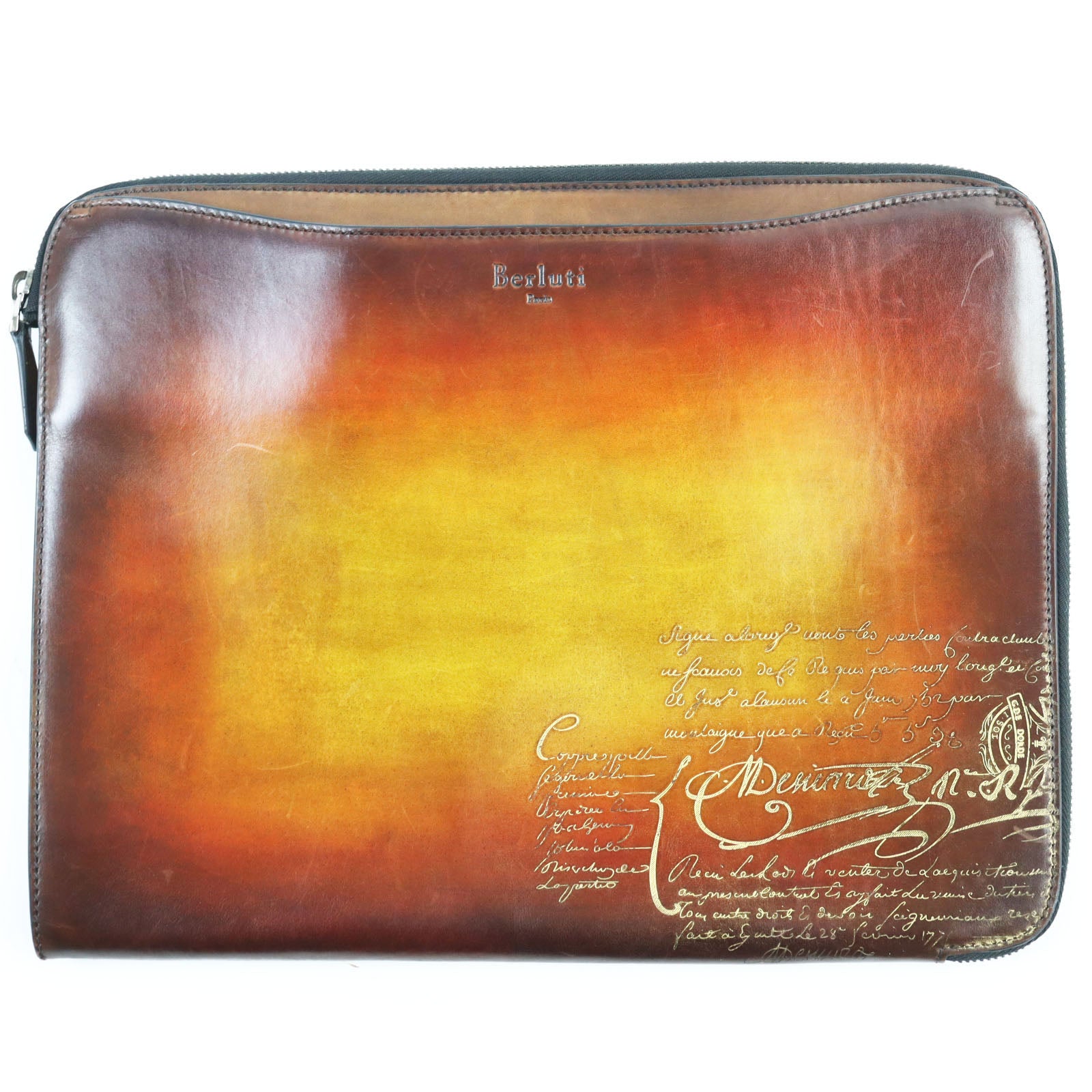 Berluti Liftscritto Calligraphy Leather Briefcase