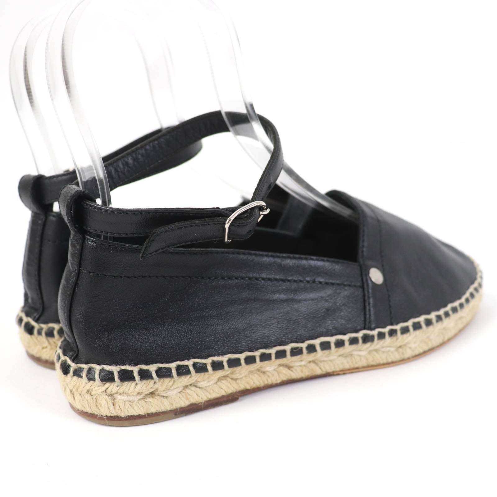 Hermes Leather Espadrilles Ankle Strap Black