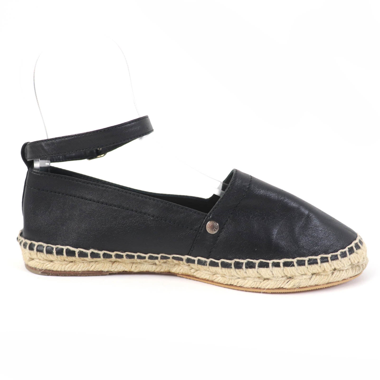 Hermes Leather Espadrilles Ankle Strap Black