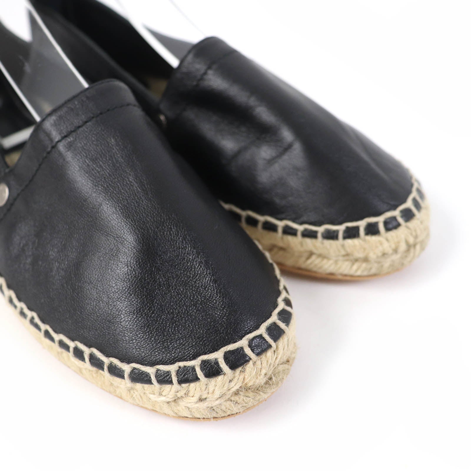 Hermes Leather Espadrilles Ankle Strap Black