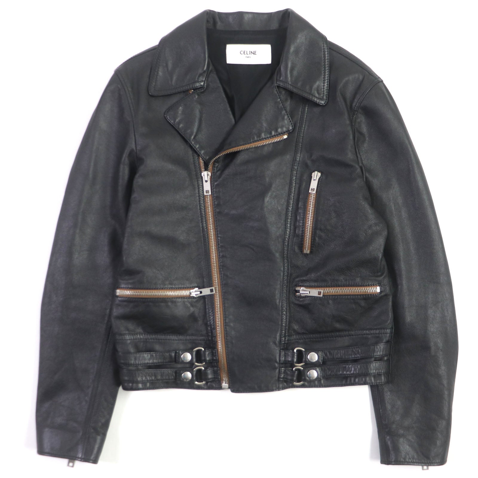 Celine Calfskin Riders Jacket Black 48