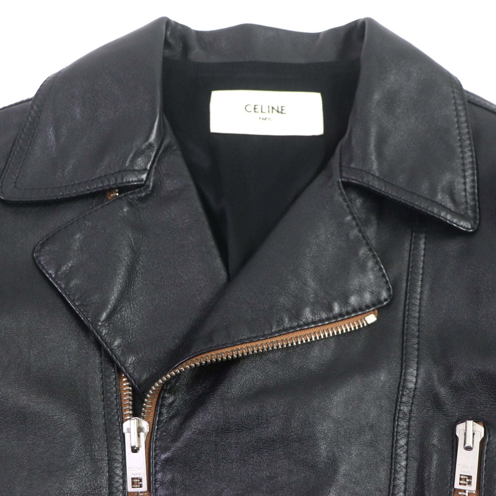 Celine Calfskin Riders Jacket Black 48