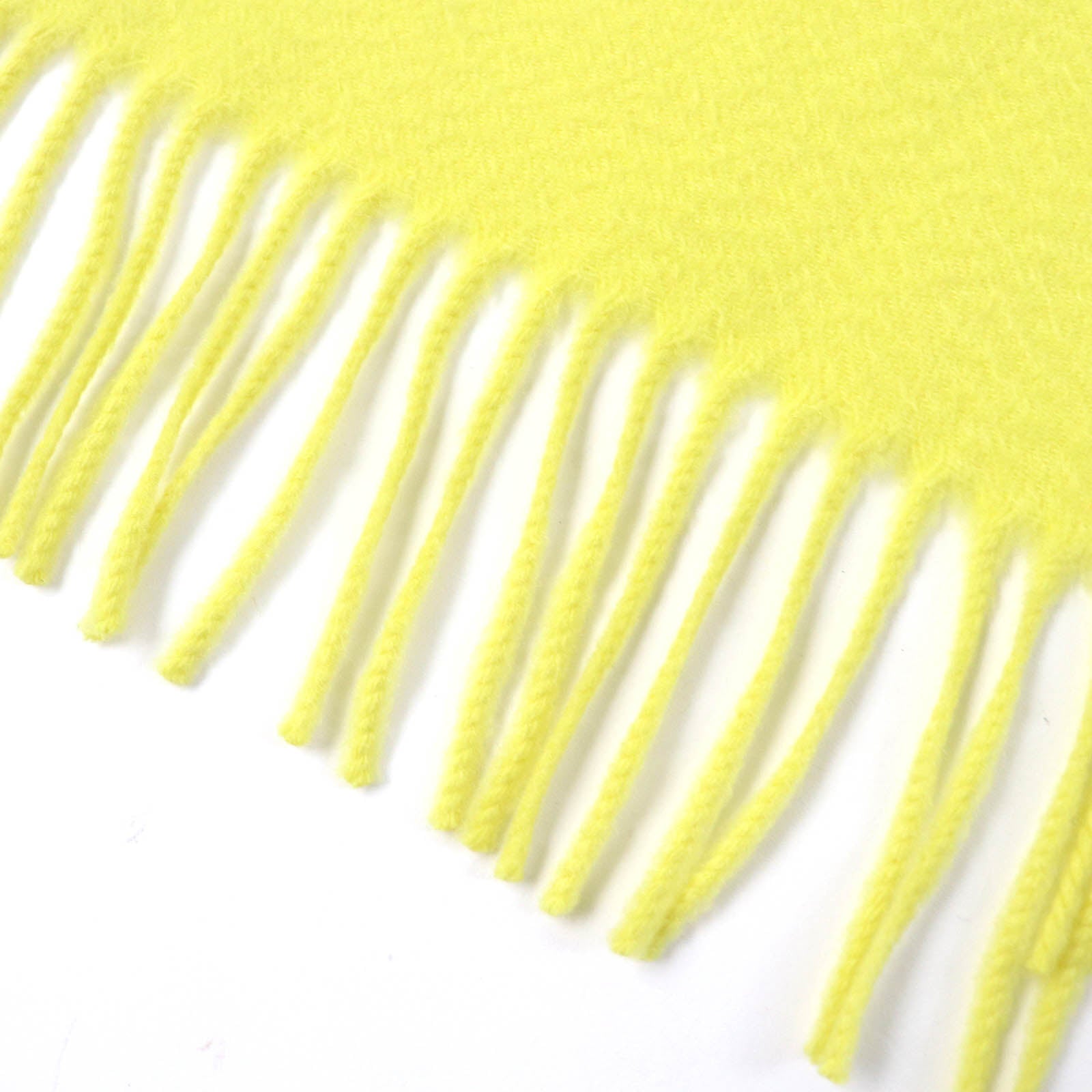 HERMES Cashmere Logo Fringe Scarf Yellow