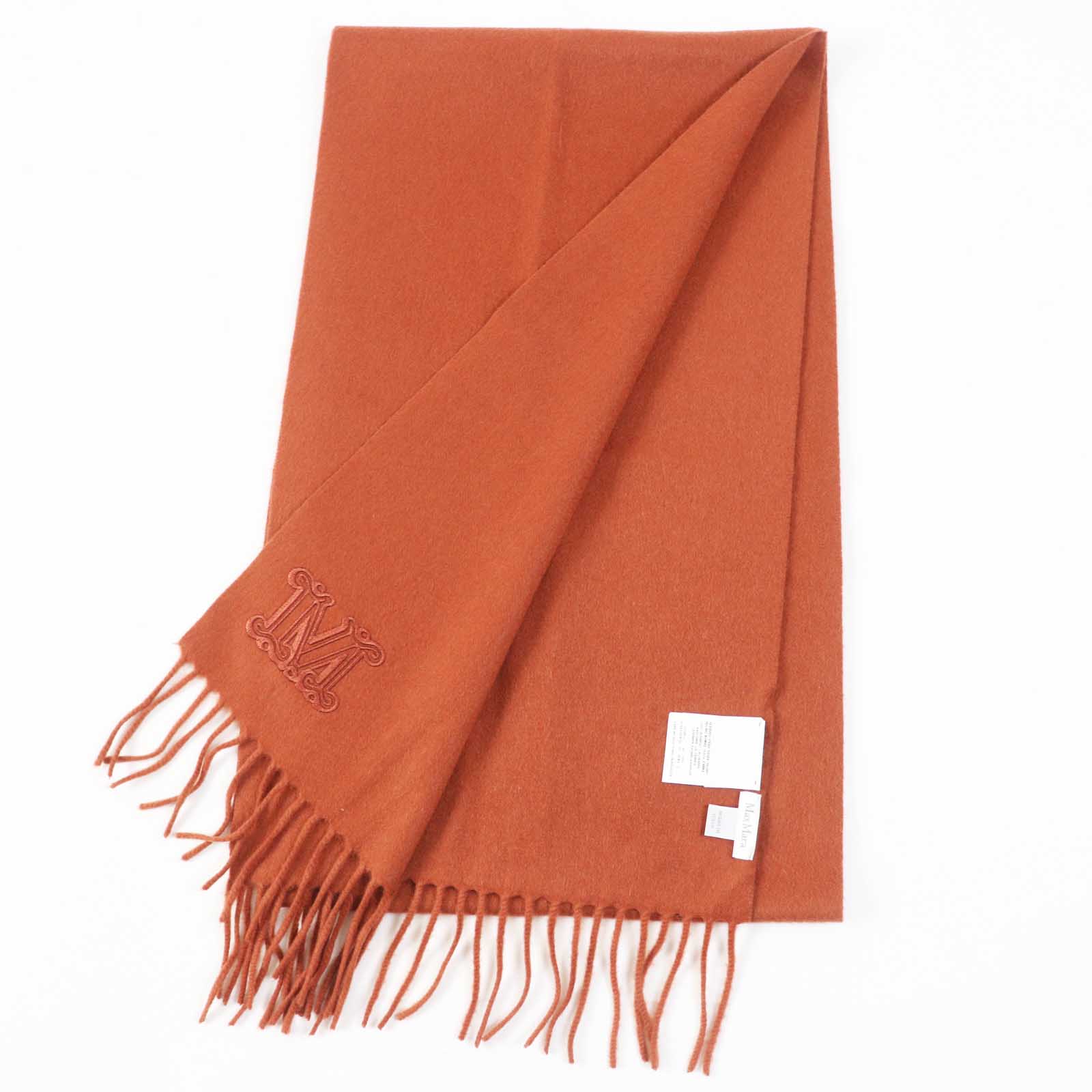 Max Mara Cashmere M Logo Fringe Scarf