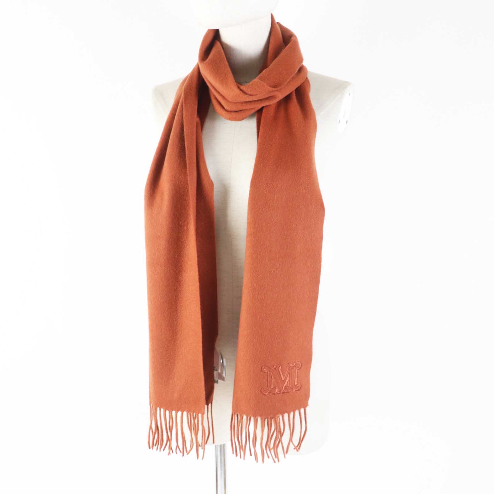 Max Mara Cashmere M Logo Fringe Scarf