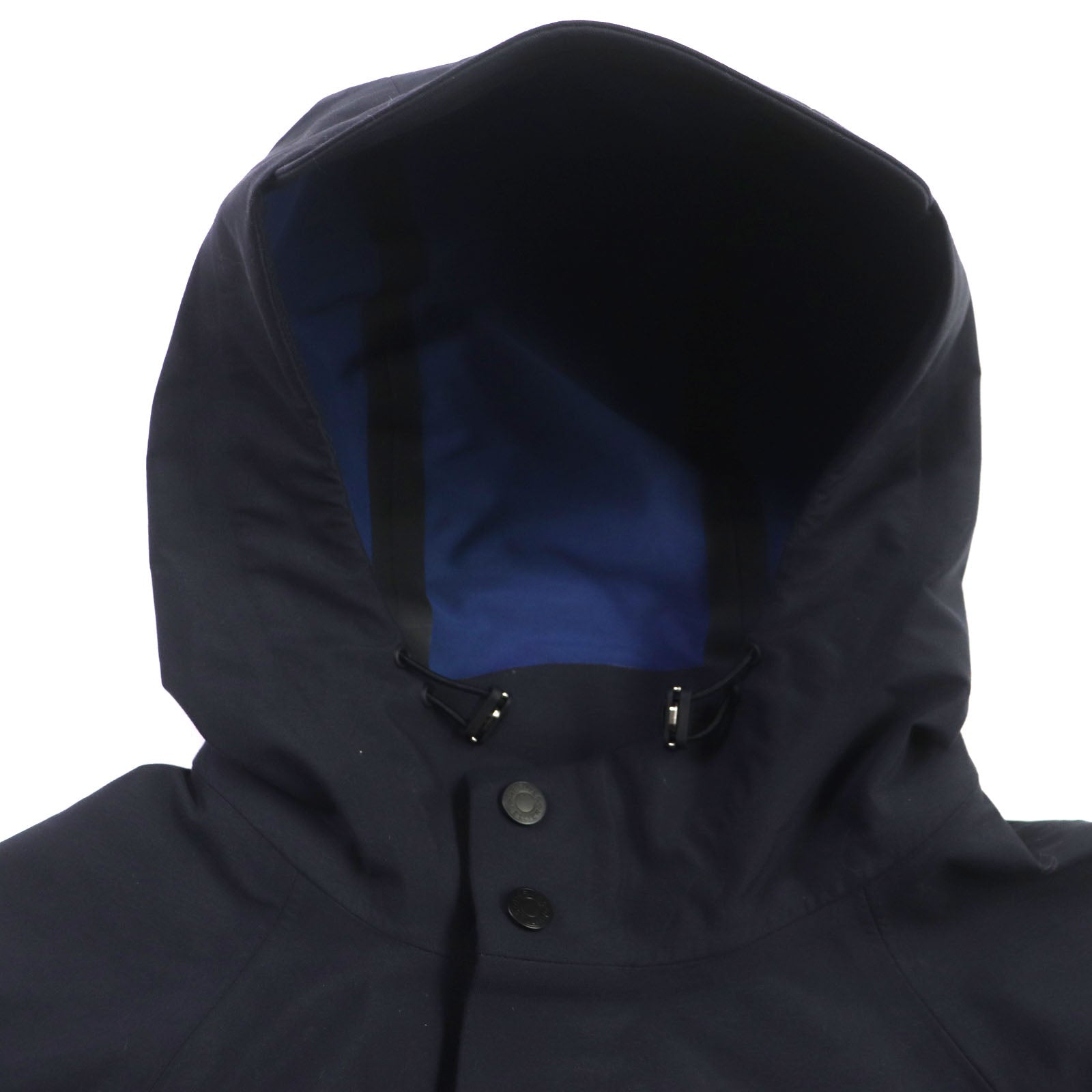 HERMES Nylon Hooded Rubberized Coat Navy S