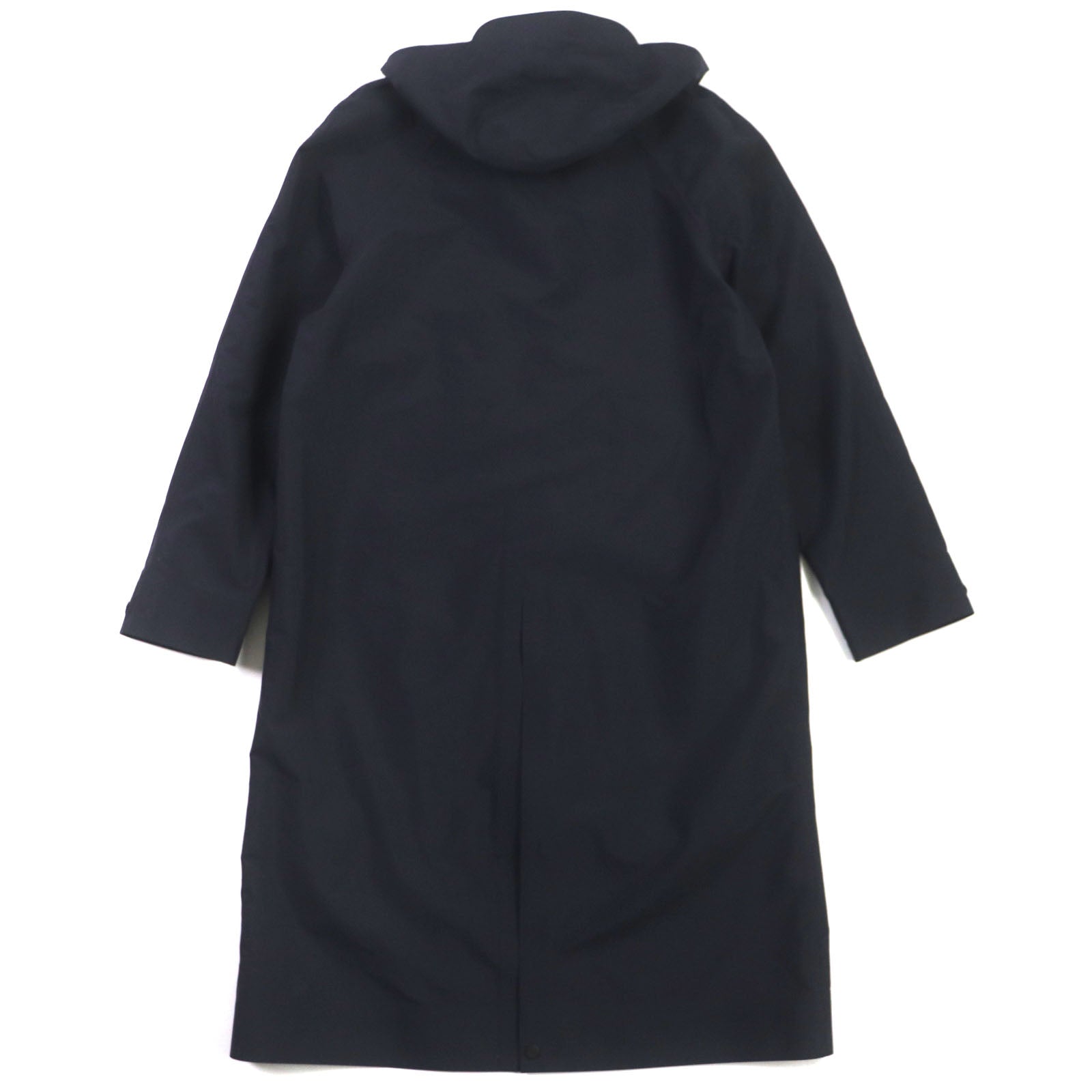 HERMES Nylon Hooded Rubberized Coat Navy S