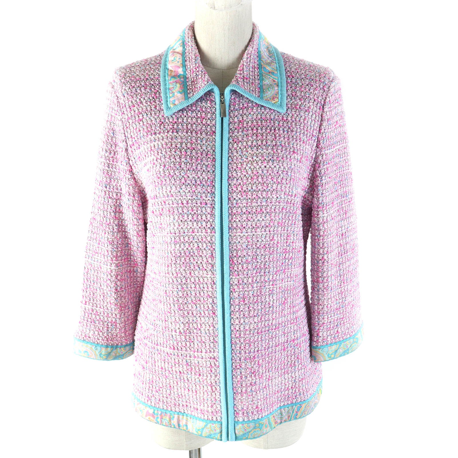 LEONARD FASHION Tweed Jacket Pink Blue LL Women