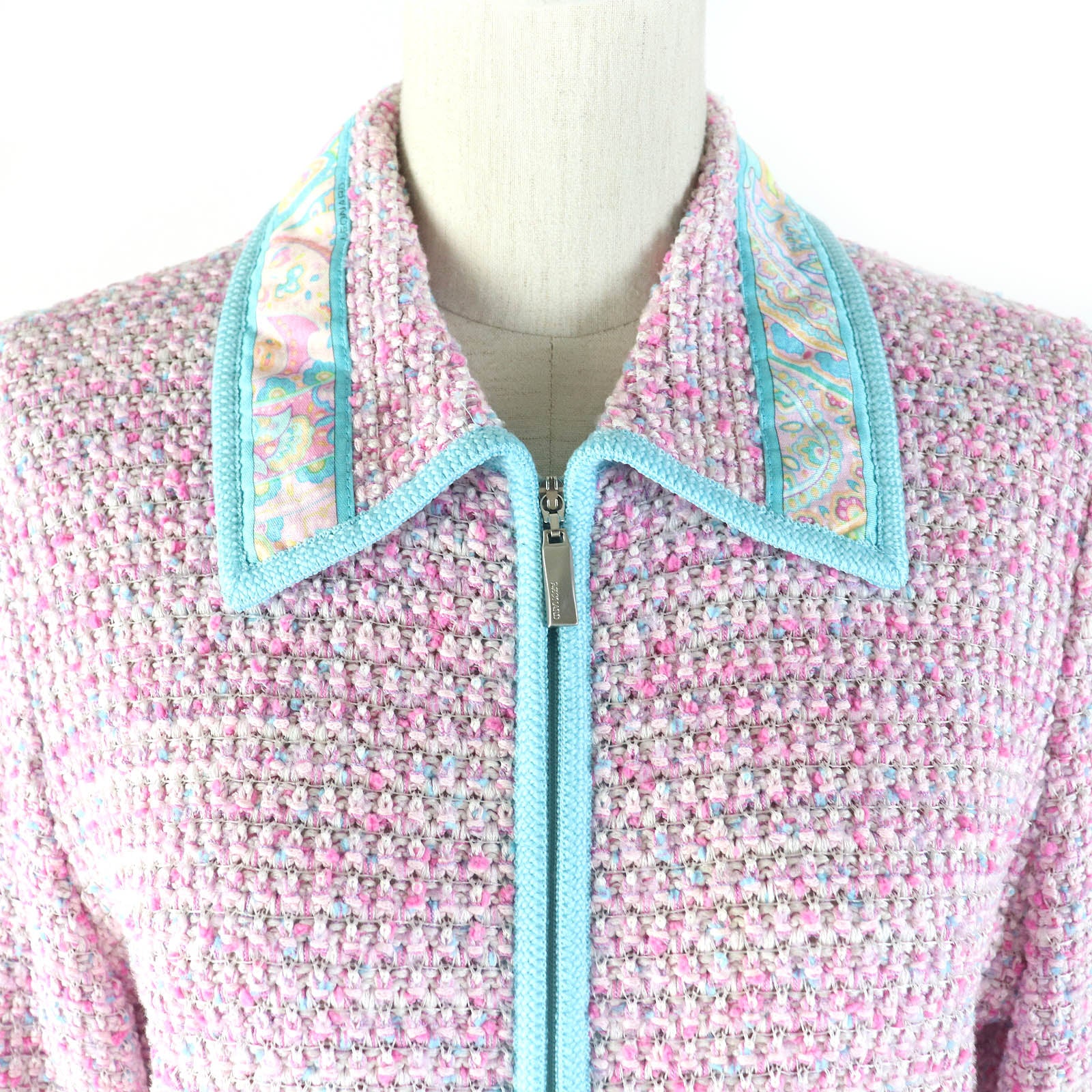 LEONARD FASHION Tweed Jacket Pink Blue LL Women