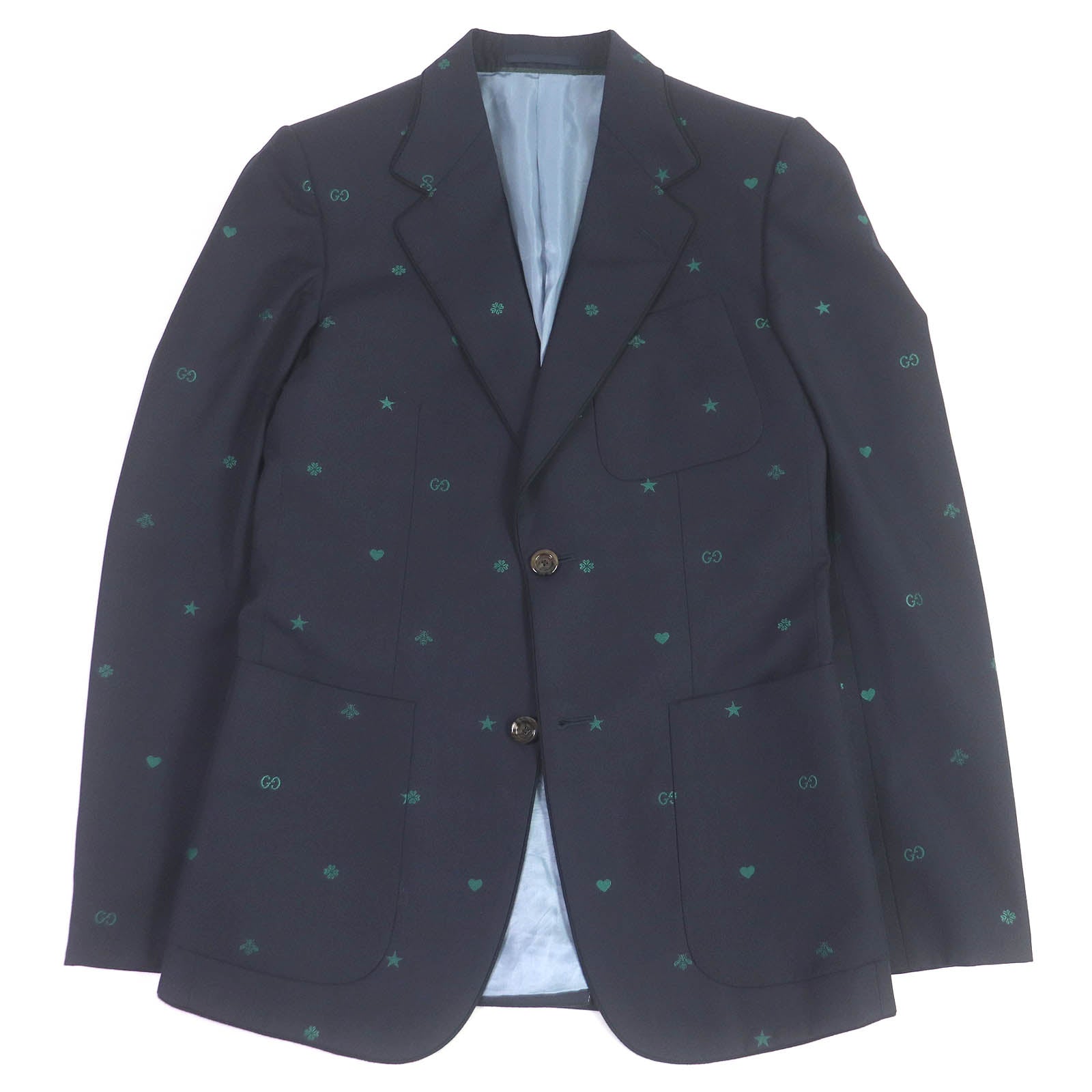 Gucci Wool GG Logo Bee Jacket Navy 44