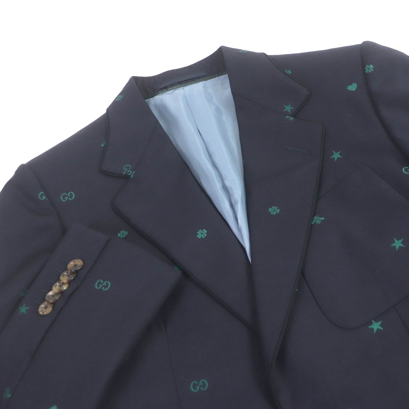 Gucci Wool GG Logo Bee Jacket Navy 44