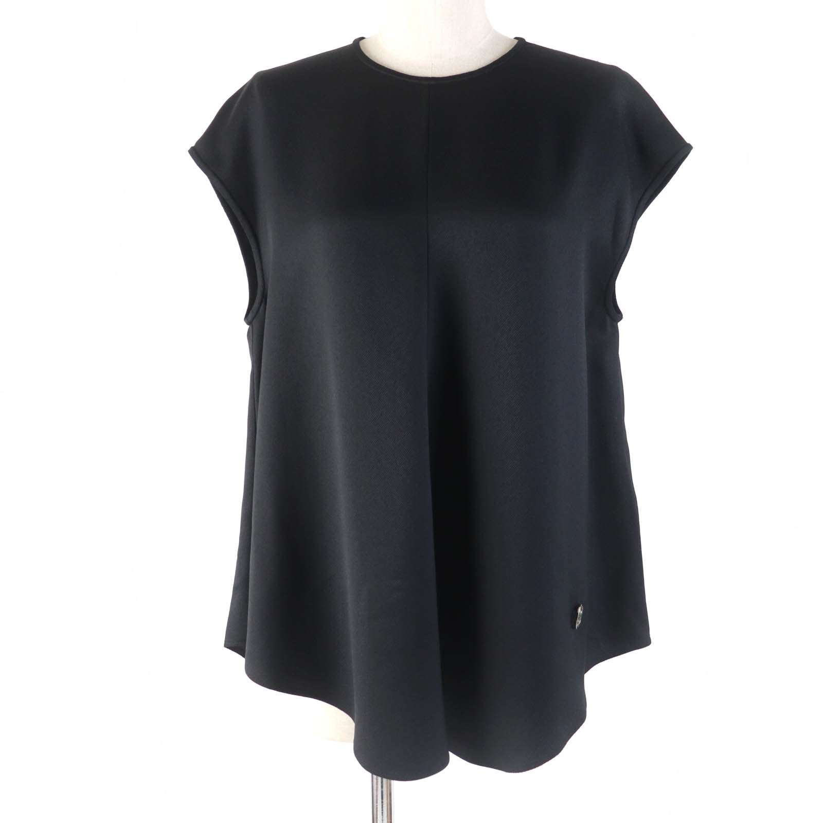 Hermes Silk Rayon French Sleeve Top Black