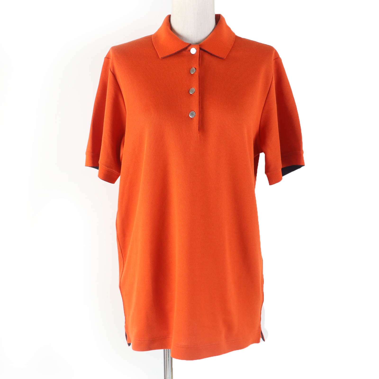 HERMES Double Joux Polo Shirt Orange XL Women