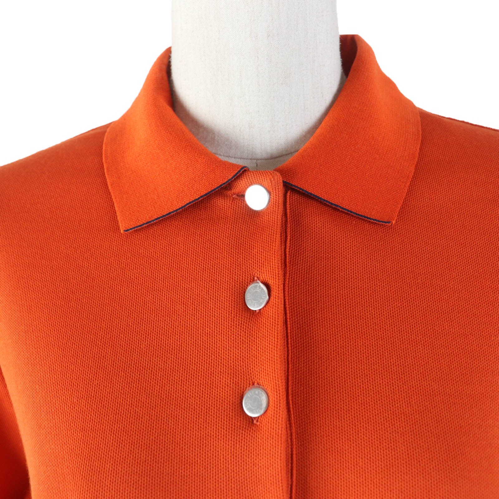 HERMES Double Joux Polo Shirt Orange XL Women