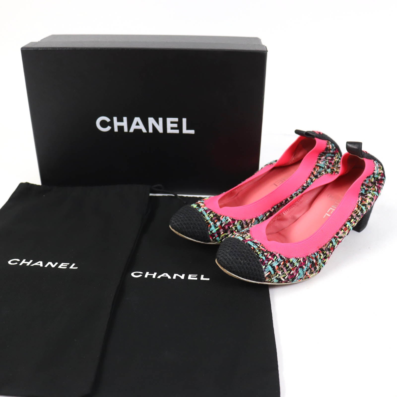 Chanel COCO Mark Tweed Pumps Multicolor