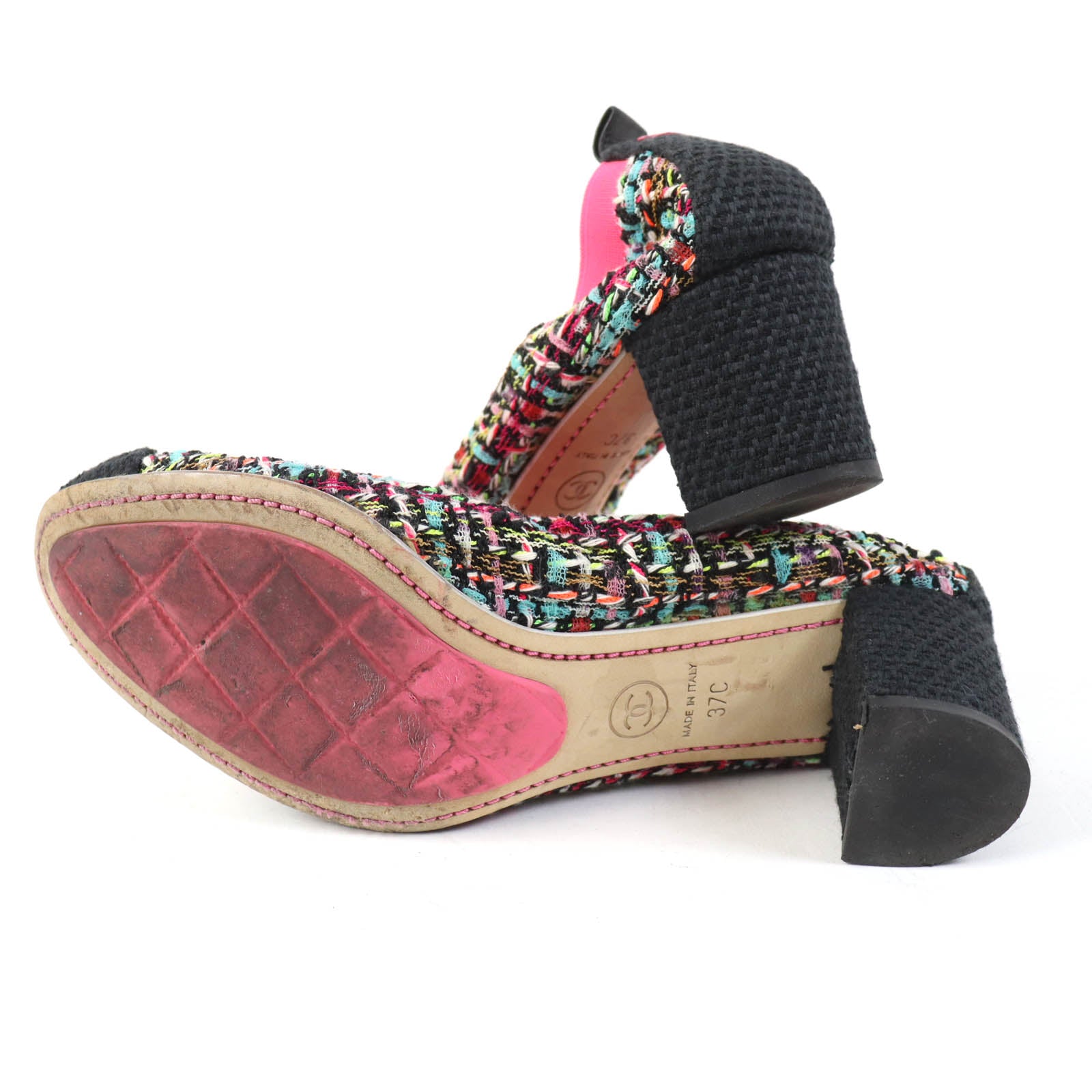 Chanel COCO Mark Tweed Pumps Multicolor