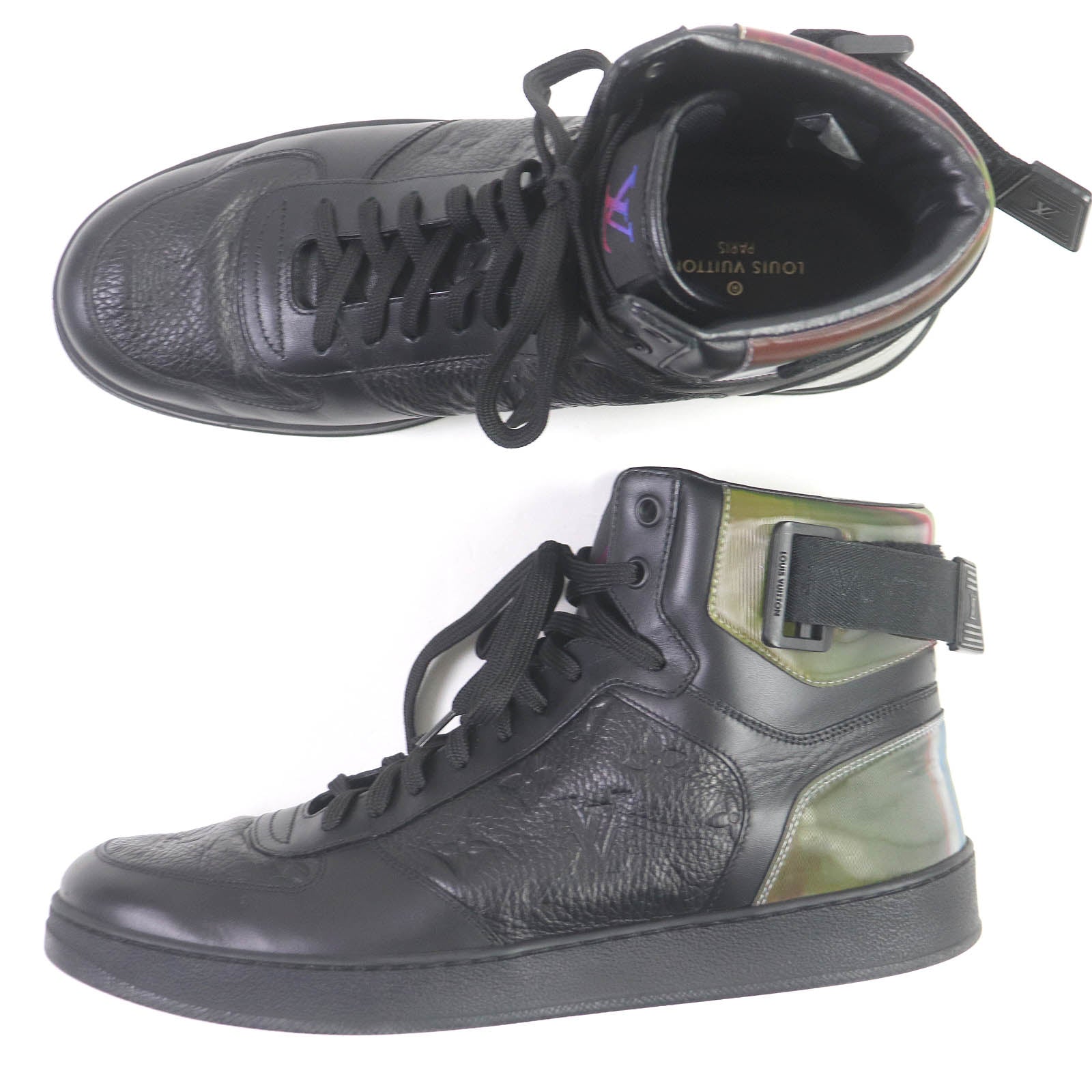 Louis Vuitton Leather High Cut Sneakers Black