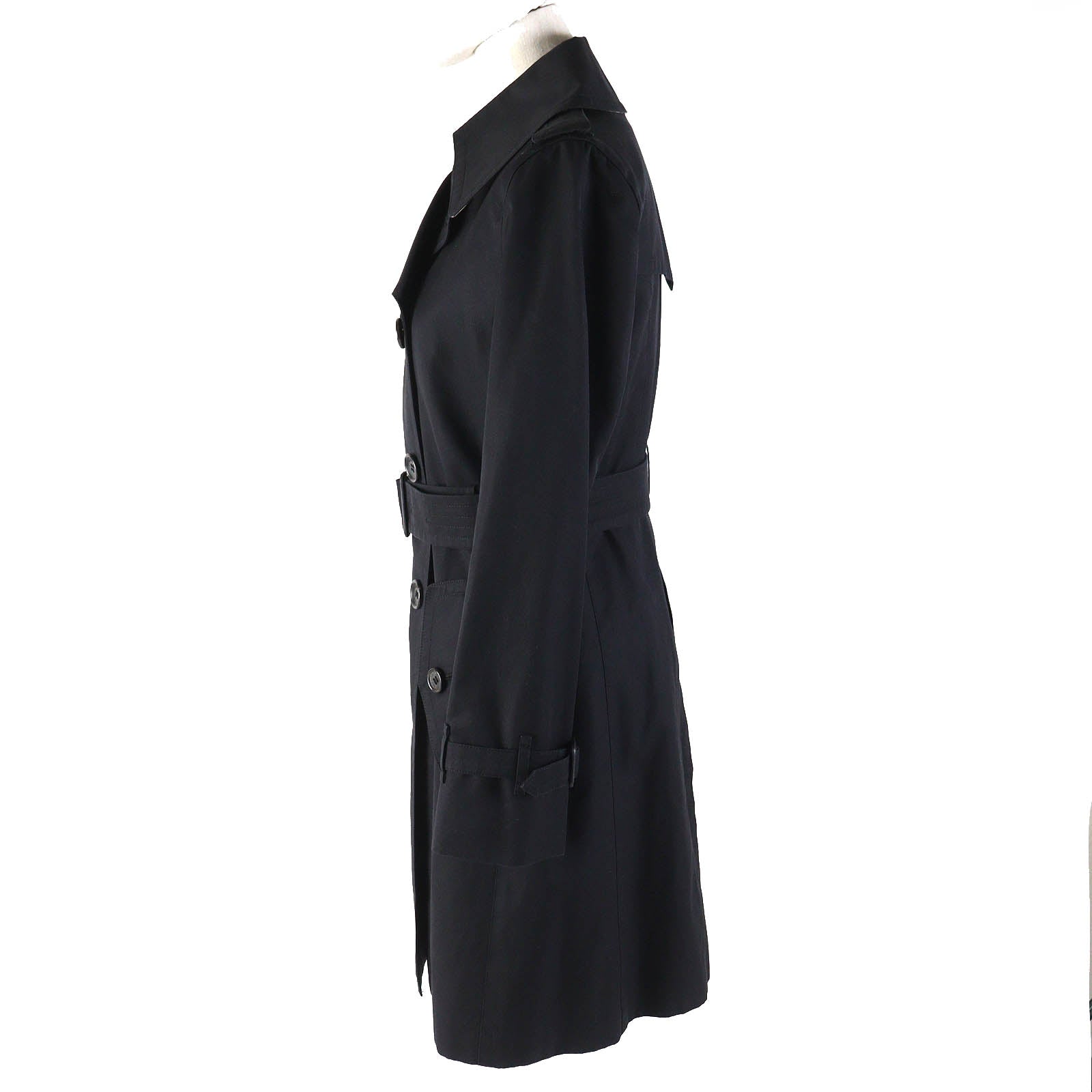 Burberry Cotton Cowhide Wool Trench Coat Black 36