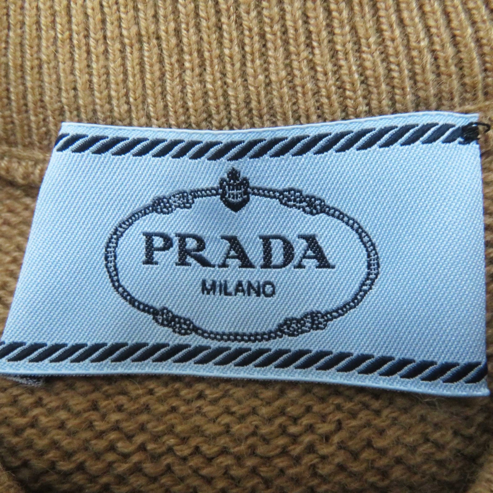 Prada Cashmere Logo Crew Neck Knit T-Shirt