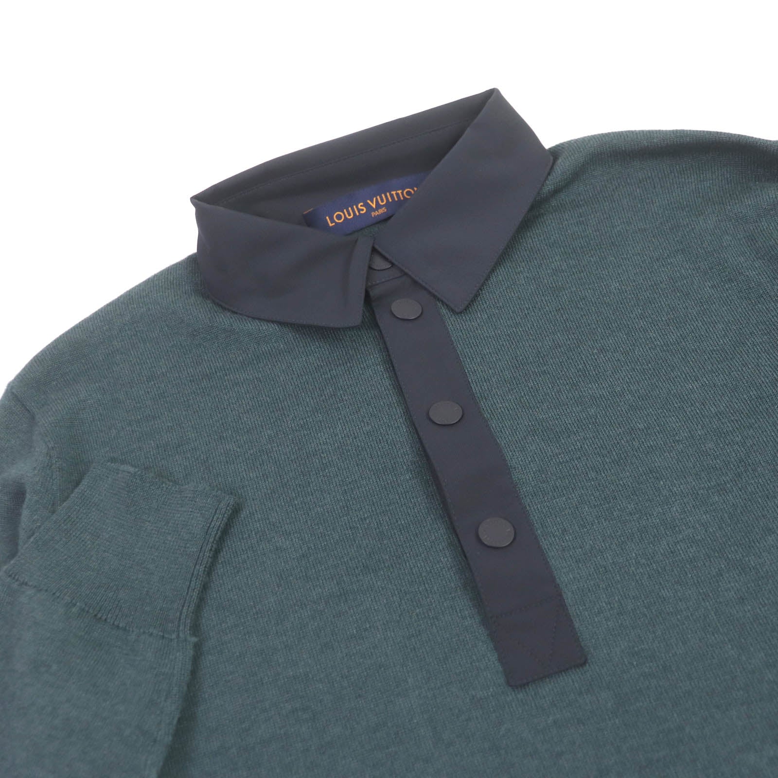 Louis Vuitton Wool Silk Polo Shirt Green Navy S