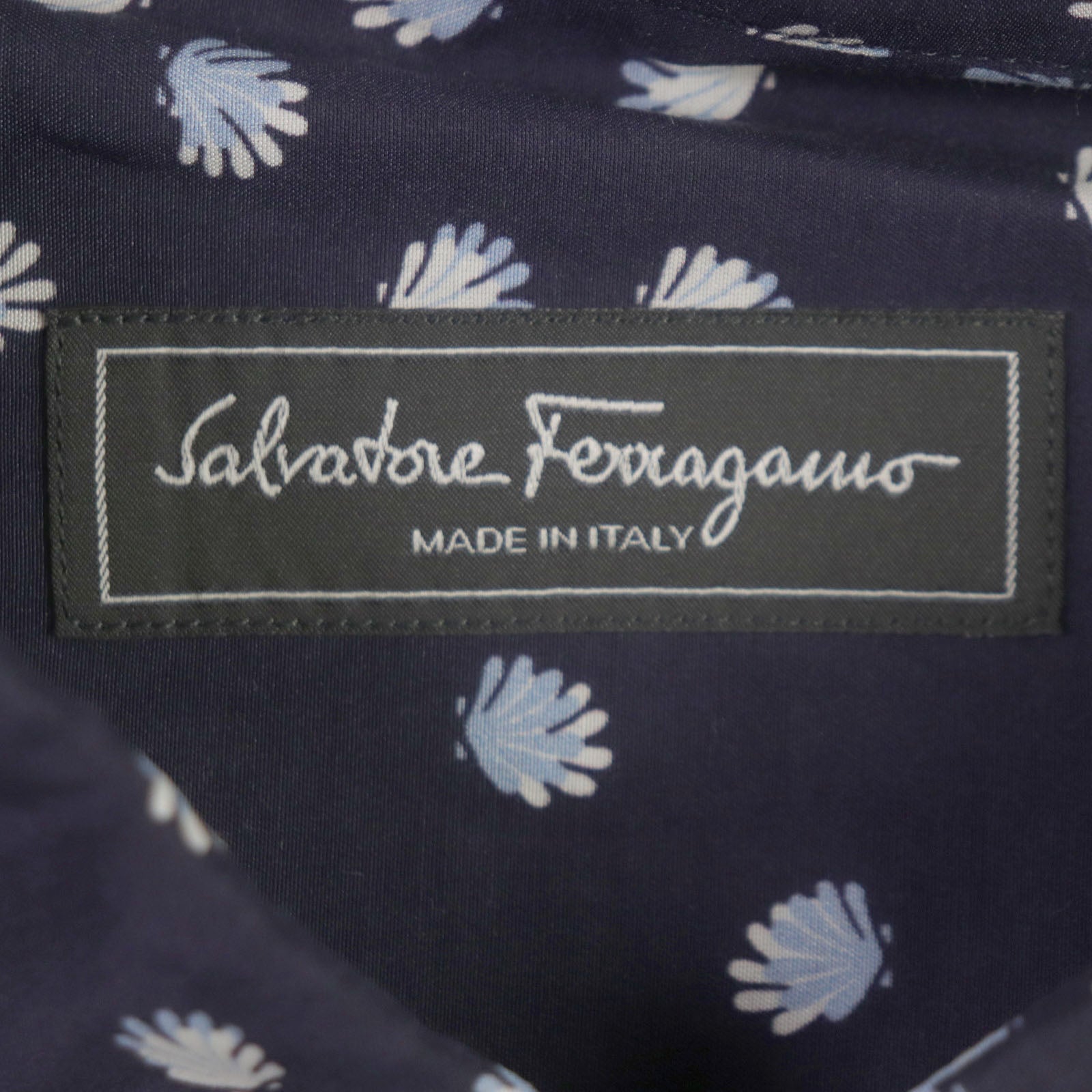 Salvatore Ferragamo Silk Cotton Gancini Logo Long Sleeve Shirt M