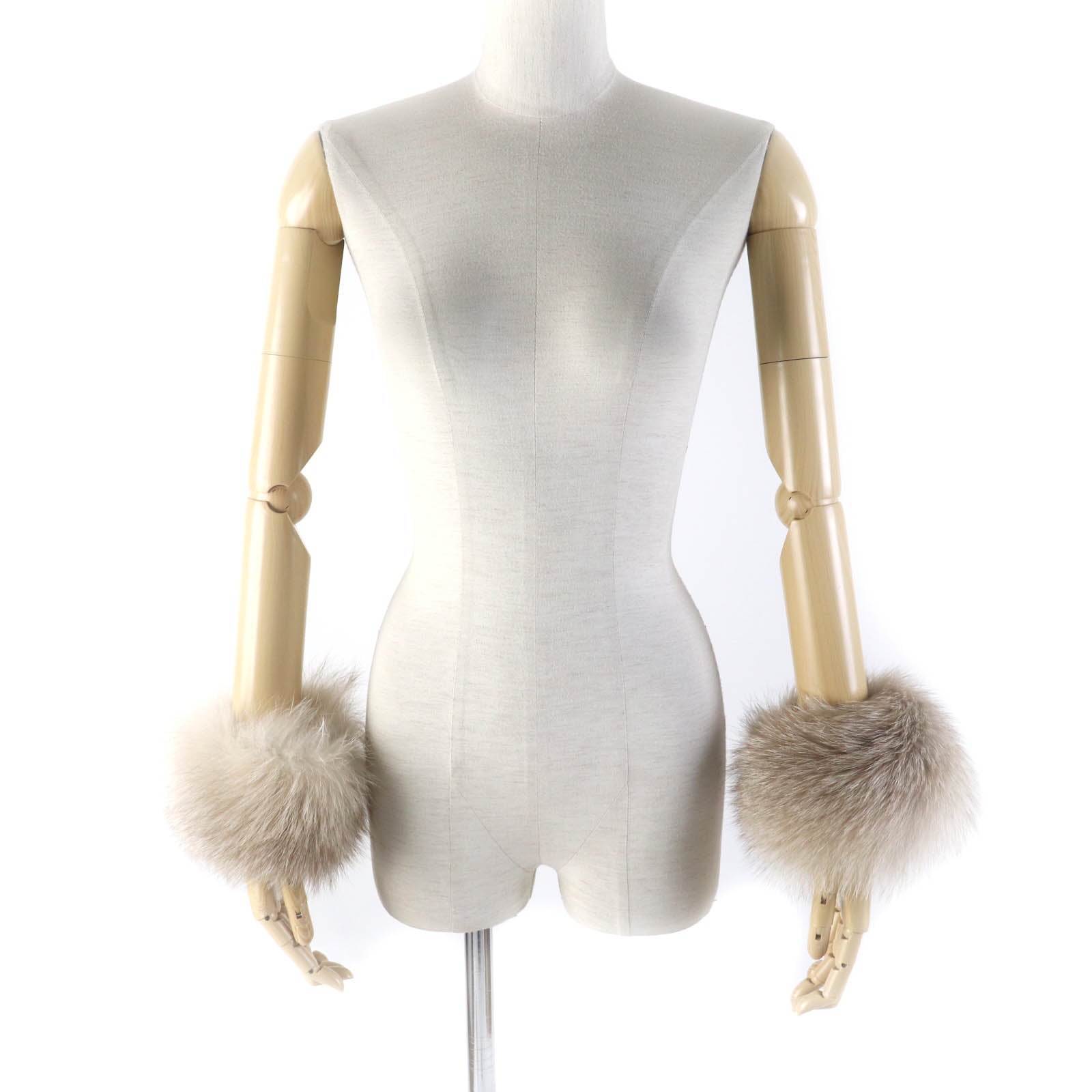 FOXEY FOX Fur Cuffs Arm Warmers Beige