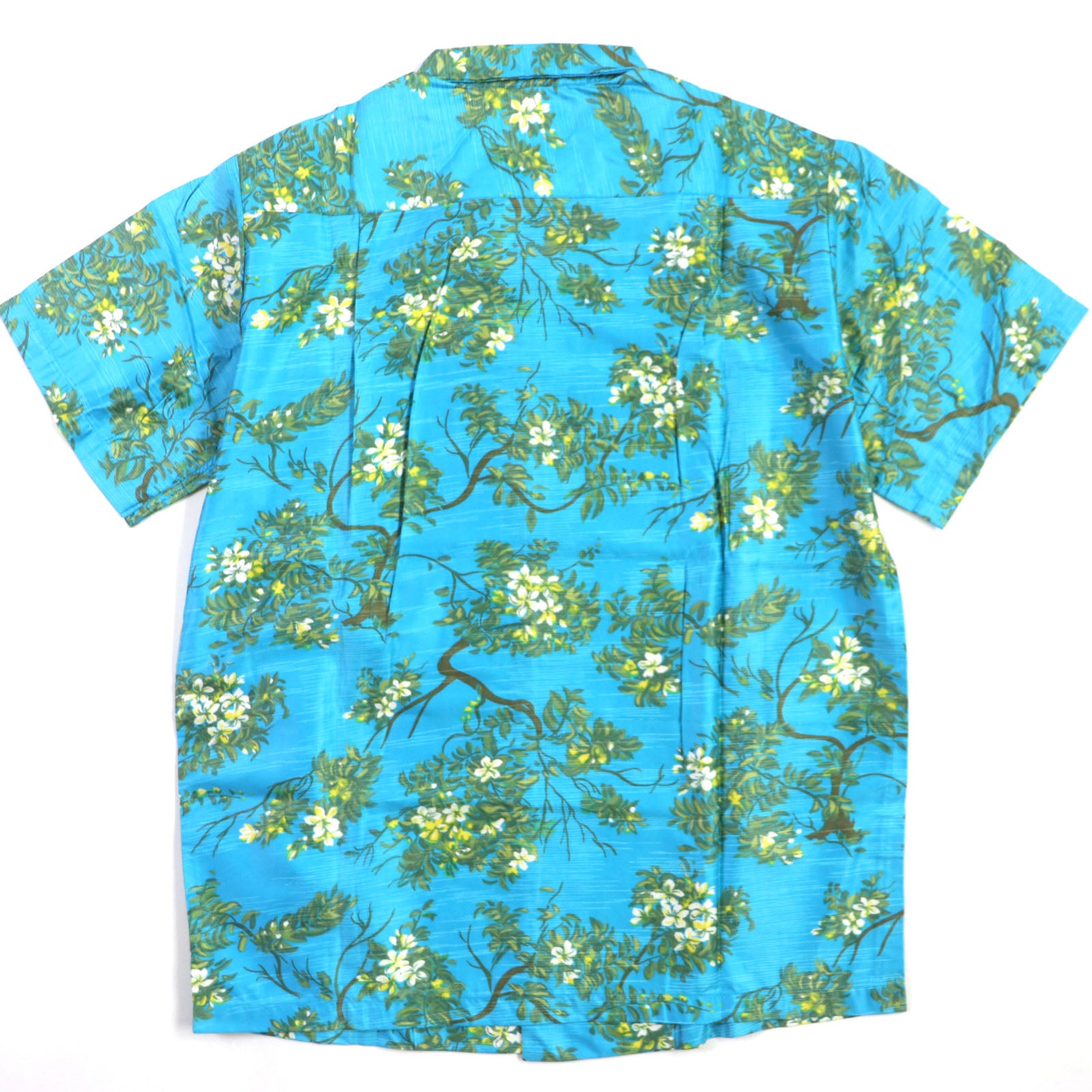 Vintage Floral Print Aloha Shirt Light Blue M