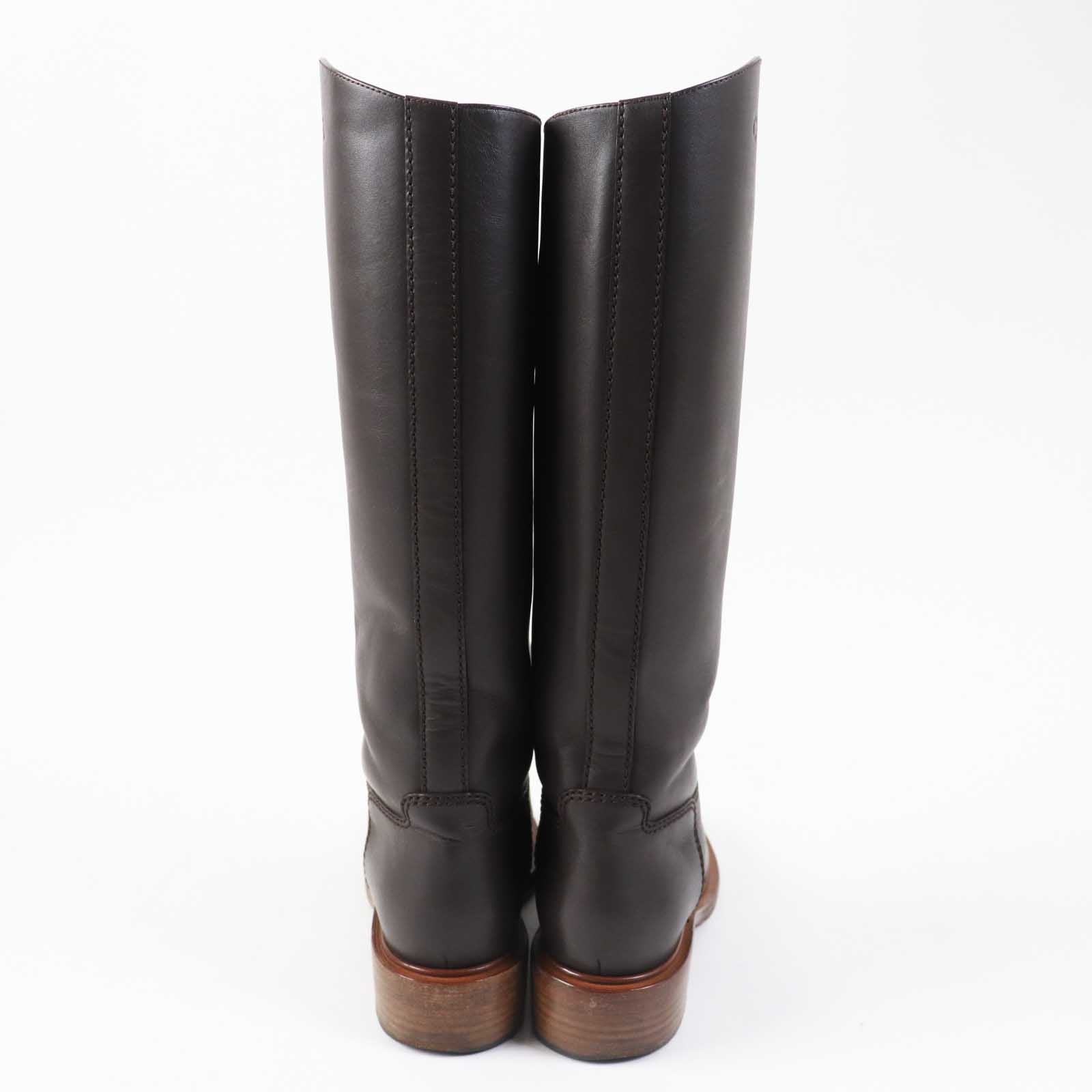 Chanel Leather Knee-high Boots Dark Brown 37