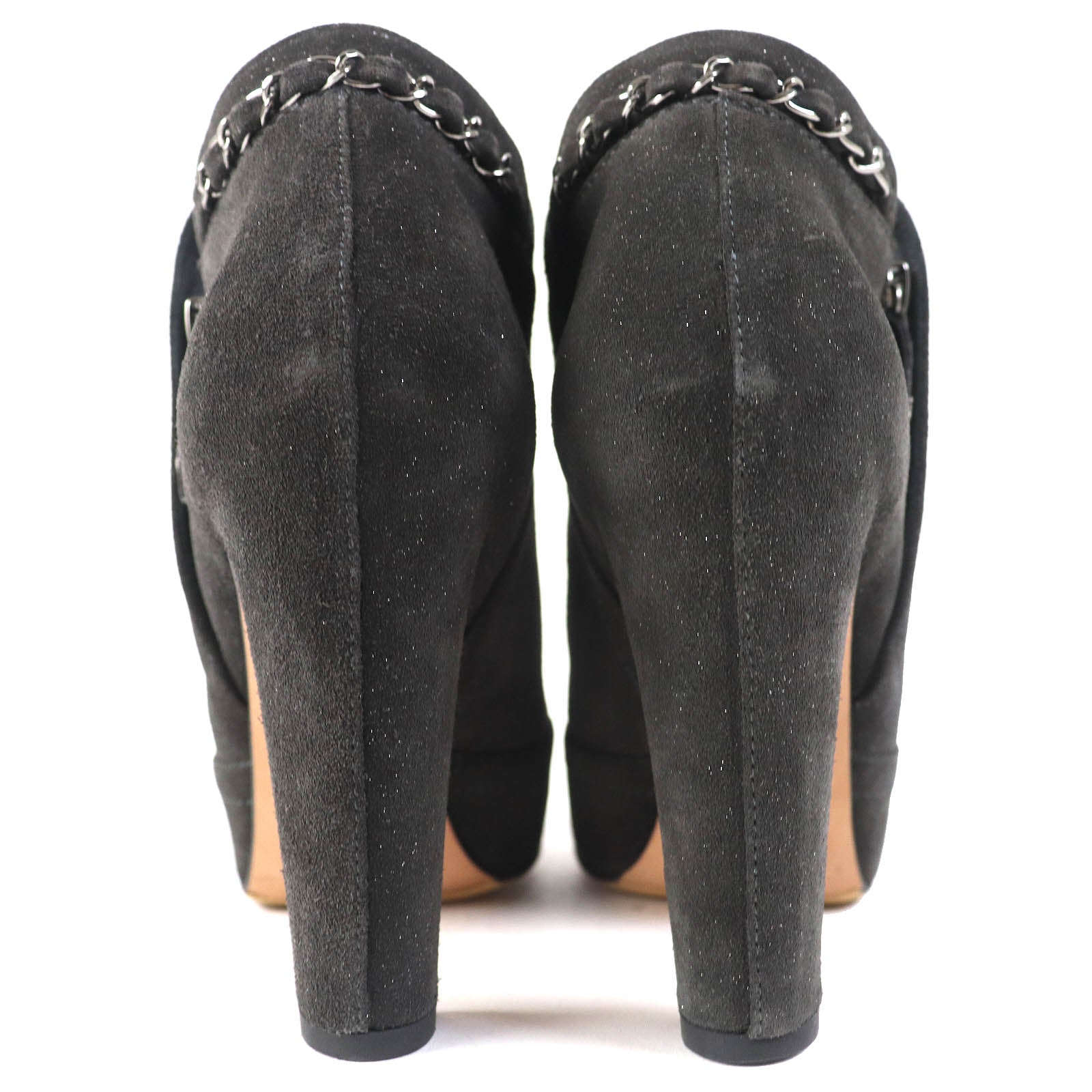 Chanel Suede Leather Ankle Boots Dark Gray