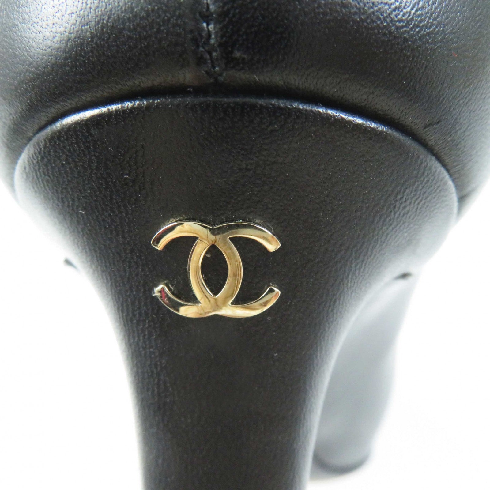 Chanel Leather Pumps G35025 Black Gold 36