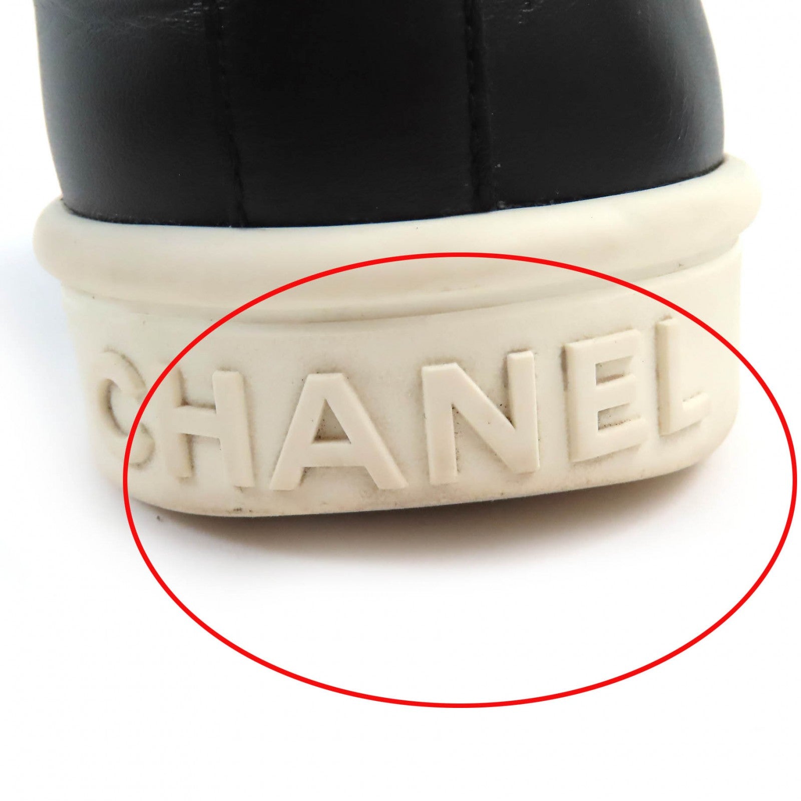 Chanel COCO Mark Leather Sneakers Black White 39