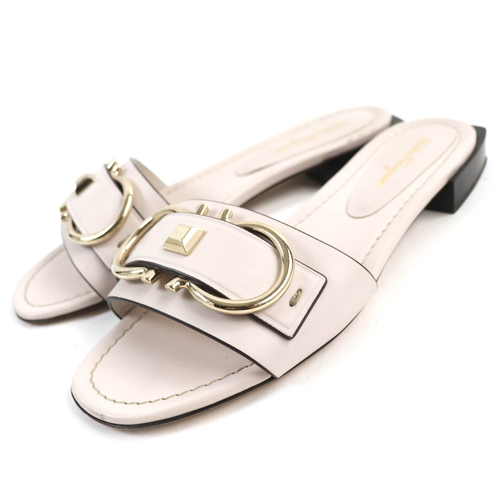 Salvatore Ferragamo Leather Double Gancini Mules