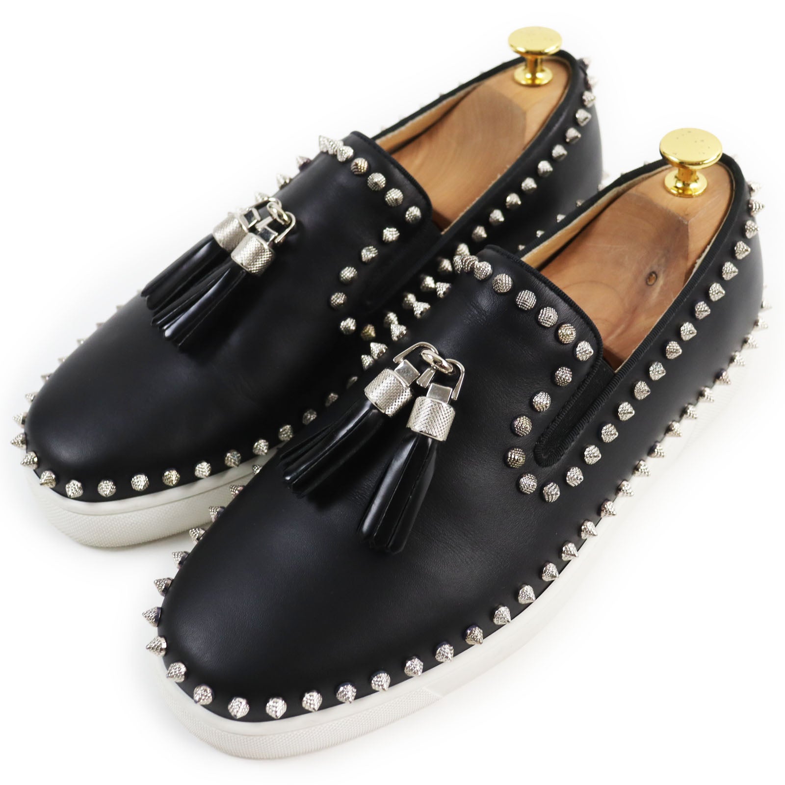 Christian Louboutin Leather Tassel Slip-ons Black 41