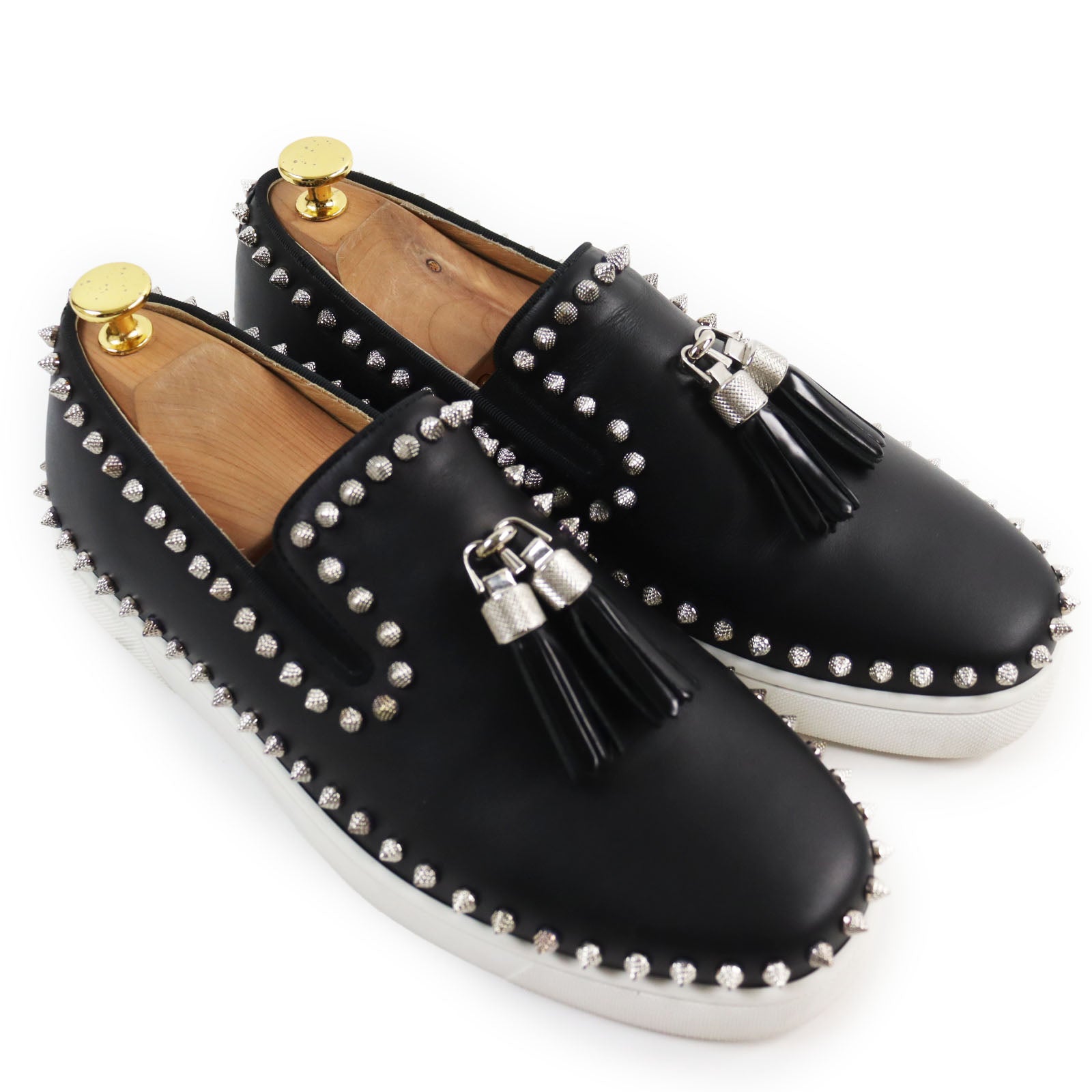 Christian Louboutin Leather Tassel Slip-ons Black 41